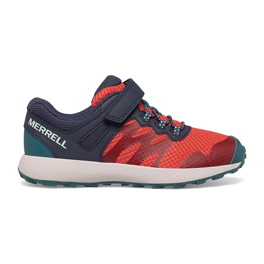 Merrell Nova 2 A/C Kids Sneakers - Breathable & Lightweight Navy/Coral Shoes for Boys & Girls - Perfect for School, Play & Outdoor Adventures