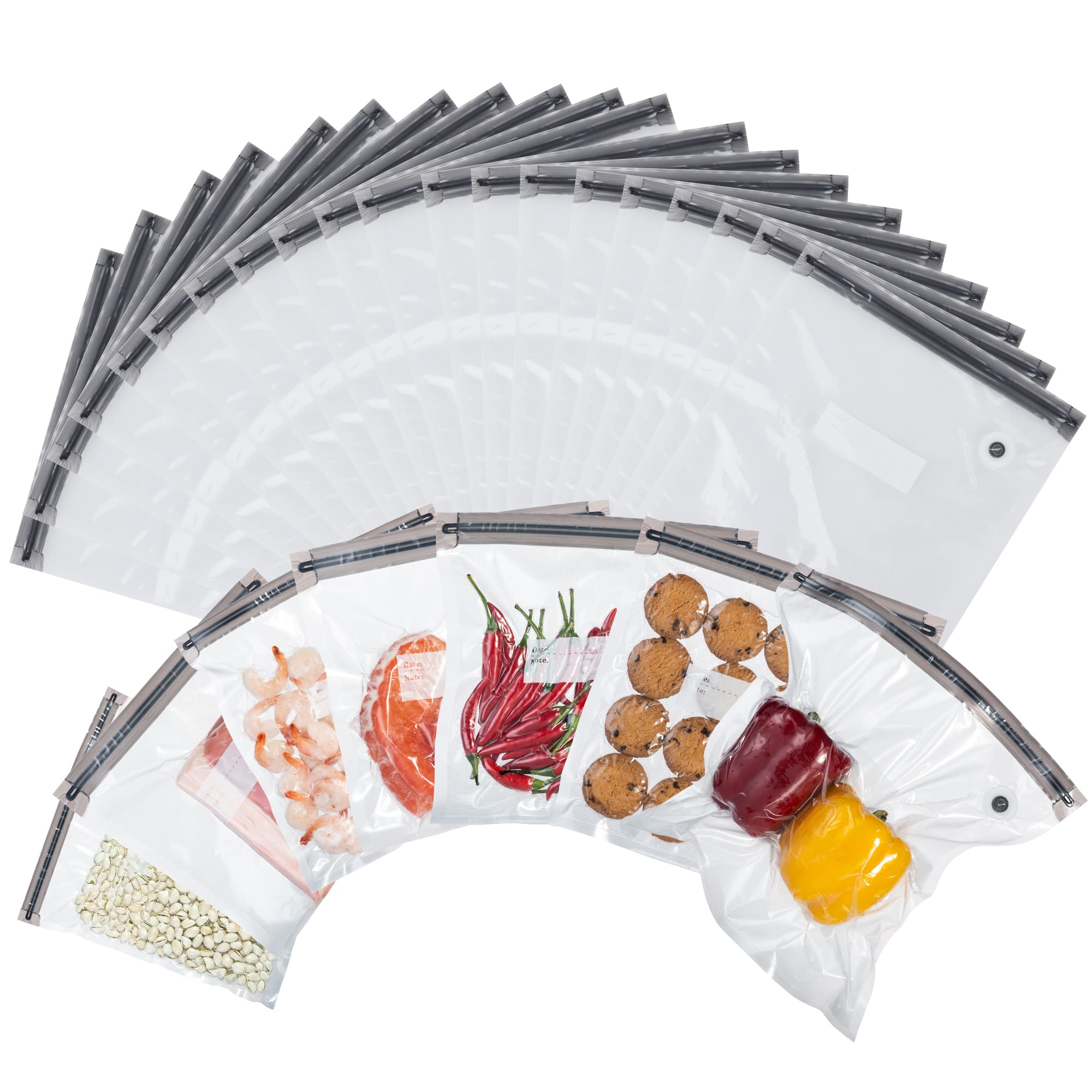 2023 Premium Sous Vide Bags Set - 20 Pack Reusable Vacuum Sealer Bags with Double Zippers & Valve | BPA-Free Food Storage for Meal Prep, Sous Vide Cooking, Freezing & Travel | Sandwich Size Vacuum Seal Bags for Freshness