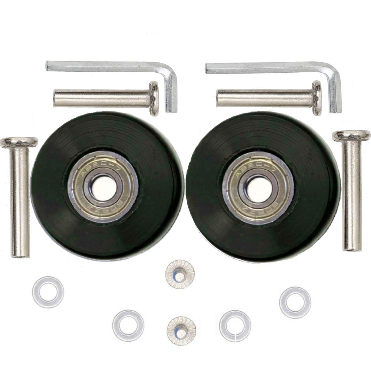 ORO 1 Pair Luggage Wheels Replacement - 45mm to 90mm (8mm Bearings) - Durable Suitcase Wheels for Travel, Inline Skates & Caster Boards - Perfect for Airports, Commuting & Outdoor Sports