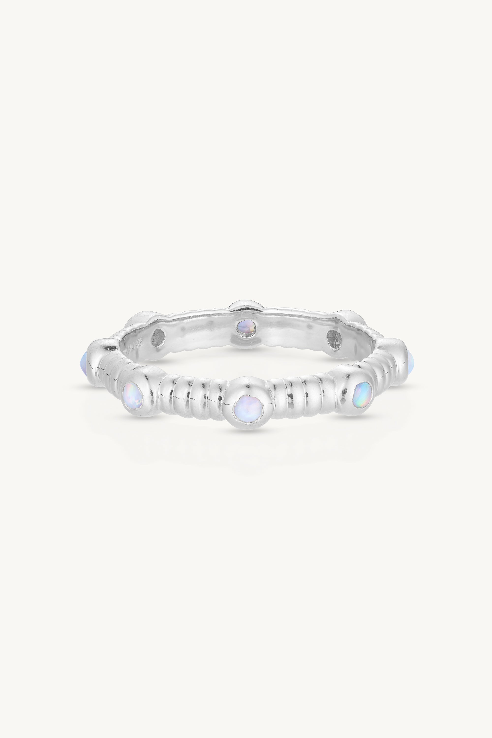 Asymmetric Opal Silver Stacker Ring - Elegant Dainty Stackable Jewelry for Women - Perfect for Layering, Everyday Wear & Special Occasions