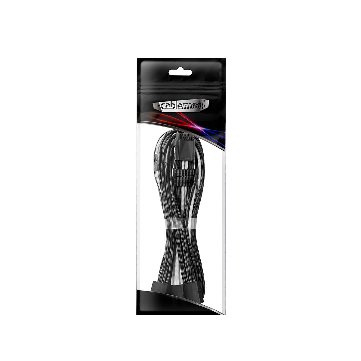 CableMod ModMesh Sleeved 12VHPWR StealthSense PCIe Extension Cable - Black & White (16 Pin to Triple 8 Pin, 45cm) for Gaming PC, Workstation & High-End GPU Power Supply
