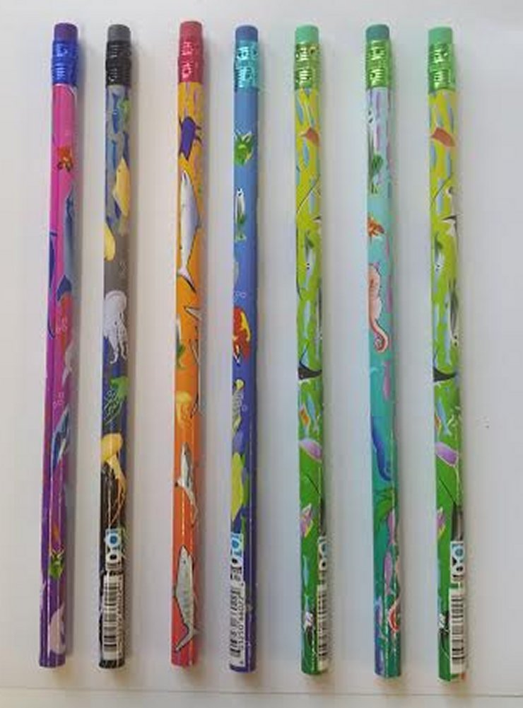 Premium Set of 6 Wooden Pencils with Cute Sea Life Pencil Topper Erasers - Perfect for School, Office & Art Projects | Ocean-Themed Writing & Drawing Supplies
