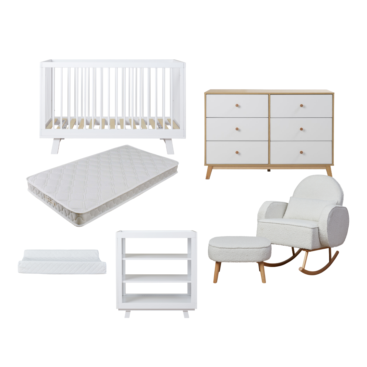 Aspen White 7-Piece Nursery Furniture Set - Crib, Dresser & More for Baby's Room | Perfect for Newborns & Toddlers