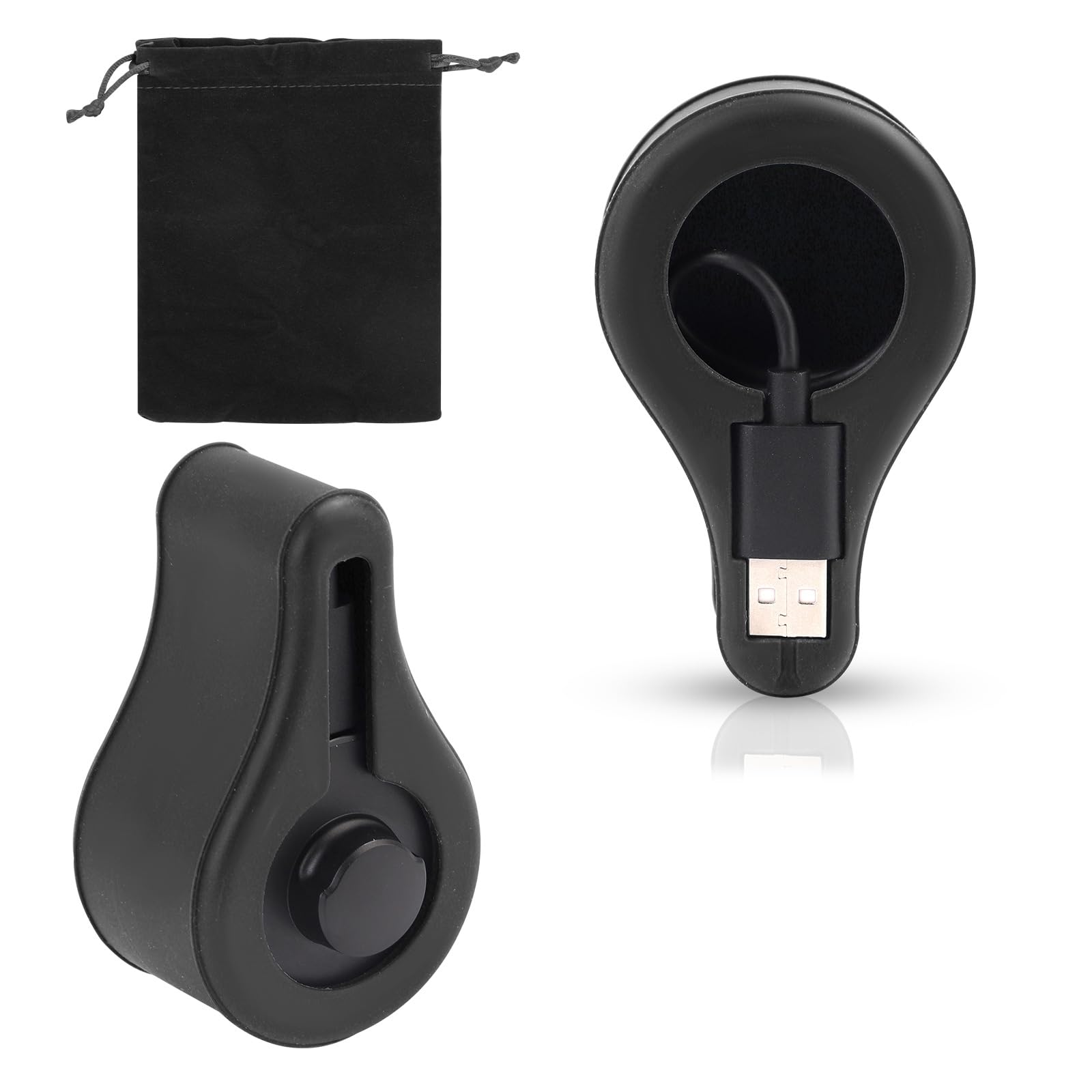 Silicone Charger Case for Oura Ring Gen3 - Washable USB Cable Storage Box with LED Light & Storage Bag - Portable Charger Protector Cover (Black) - Perfect for Travel, Home & Office Organization