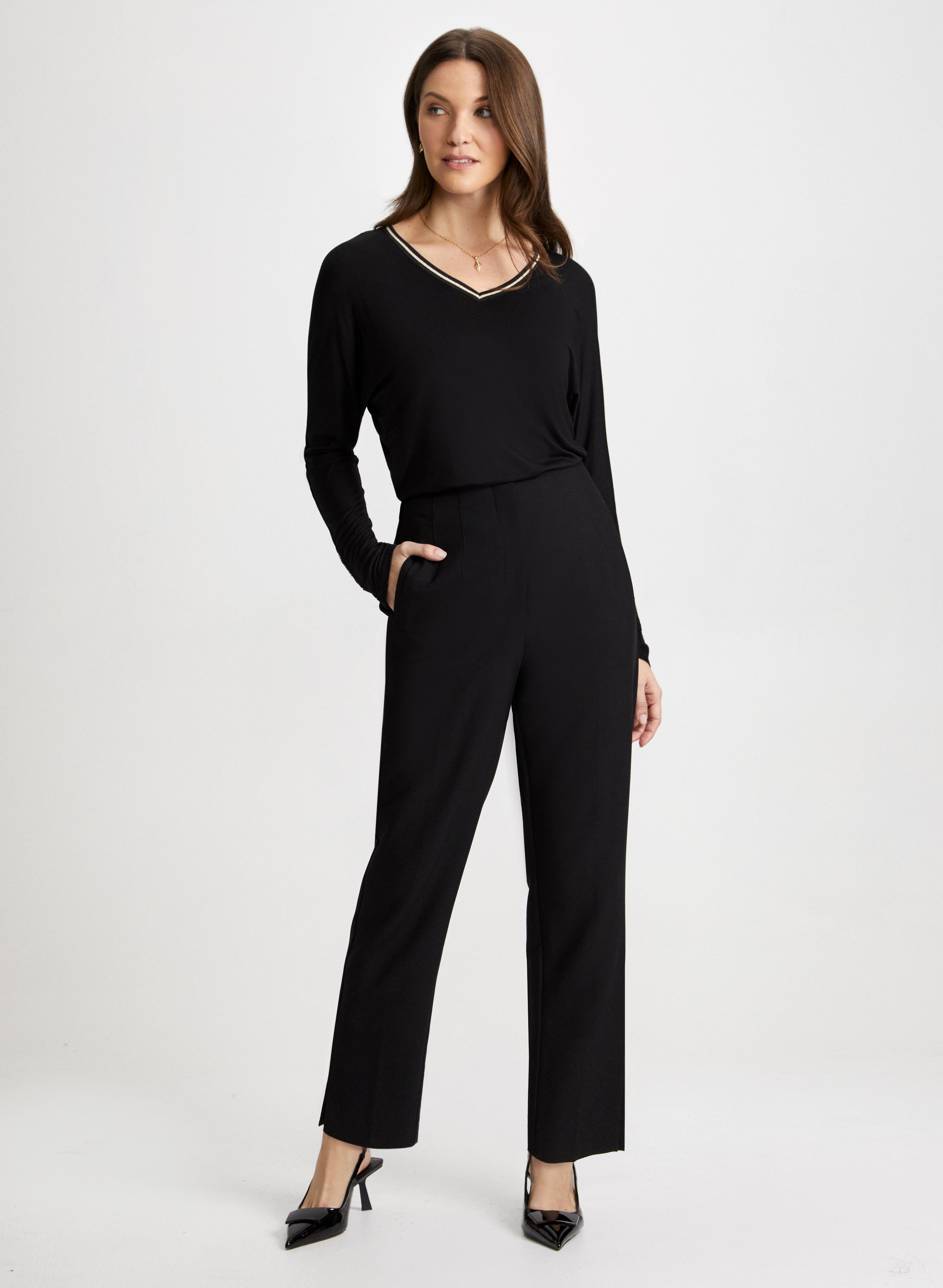 Stylish Dolman Sleeve Blouse with Comfortable City Fit Pants Set - Perfect for Office Wear, Casual Outings & Travel Outfits