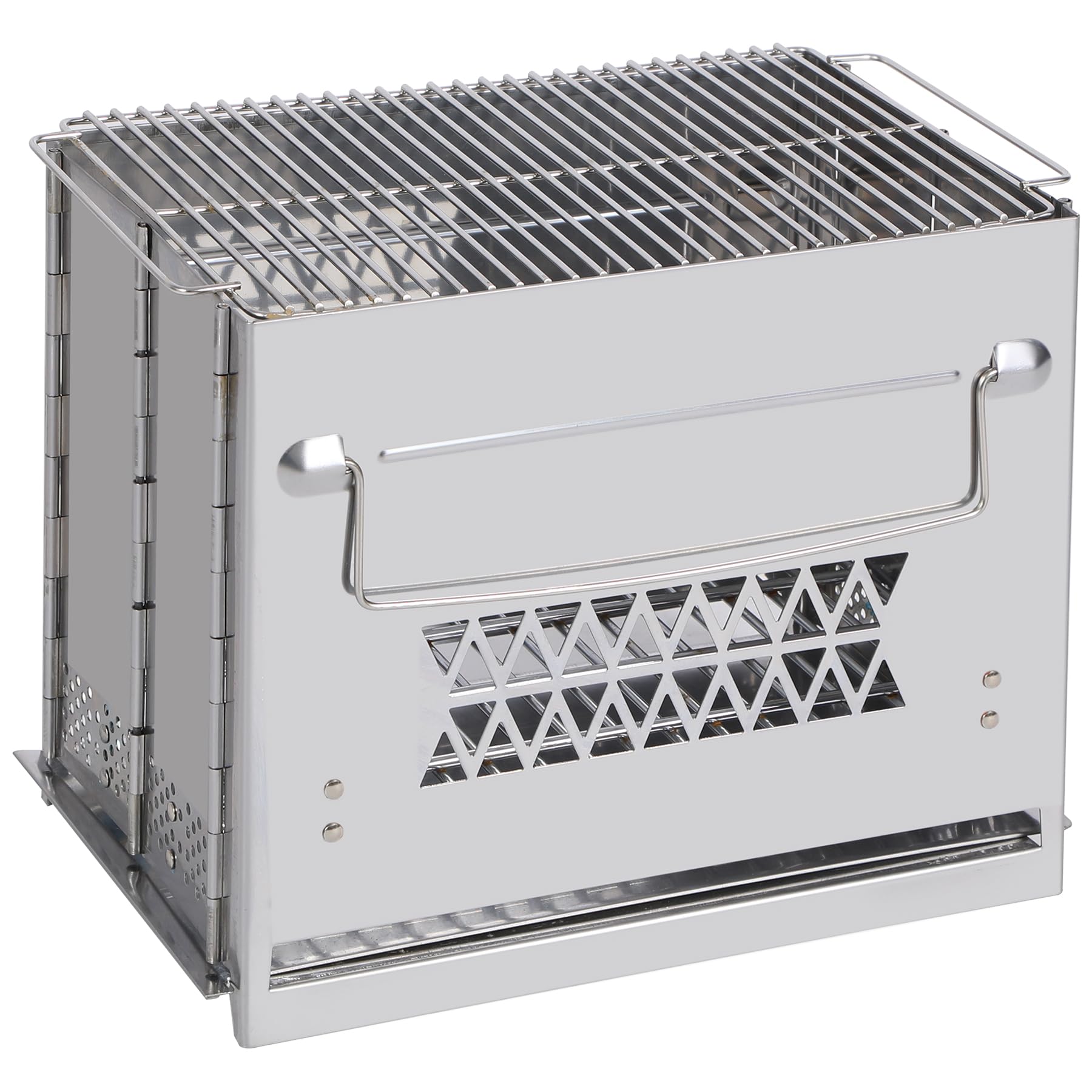 REDCAMP Stainless Steel Wood Burning Camp Stove - Portable Folding Grill for Backpacking, Hiking, Survival & Outdoor Cooking | Compact Rocket Stove for Camping, Picnics & BBQ (Large Rectangle Design) - Perfect for Wilderness Adventures, Emergency Preparedness & Family Outdoor Gatherings