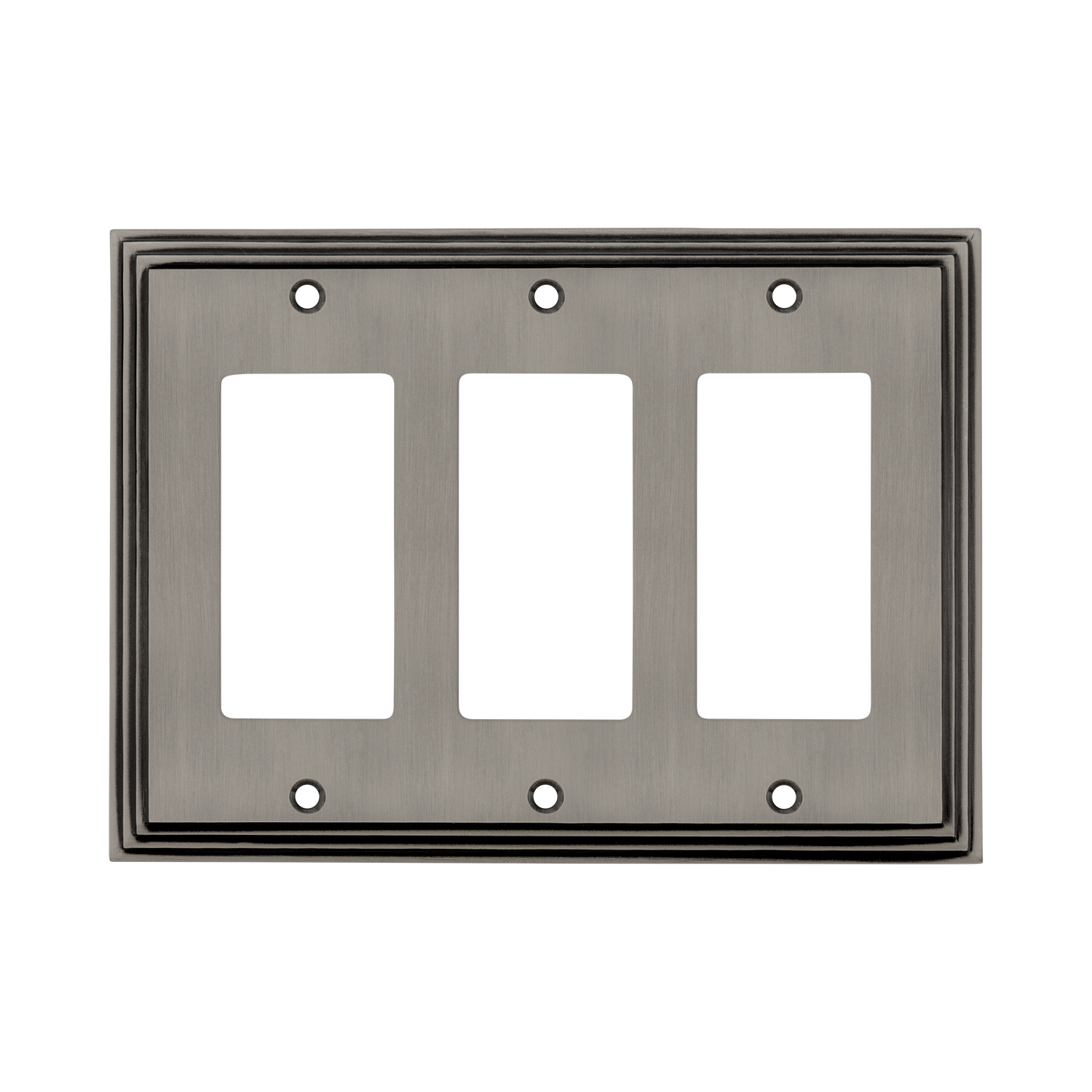 Antique Pewter Triple Rocker Switch Plate Cover - Decorative Wall Plate for Light Switches - Perfect for Living Room, Bedroom, and Hallway Decor