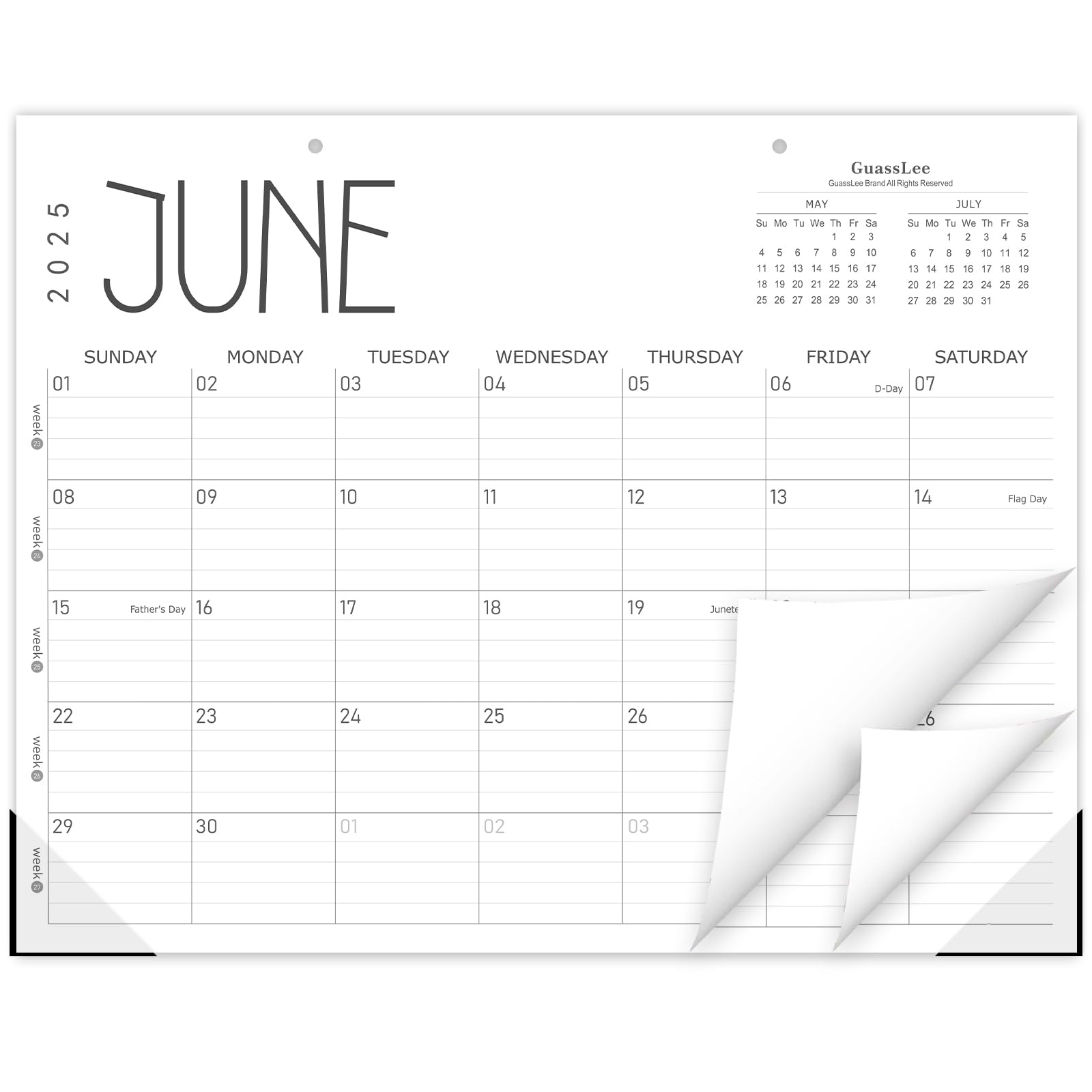 GuassLee 2025-2026 Academic Planner | 19-Month School Year Wall & Desk Calendar (June 2025 - Dec 2026) | 14