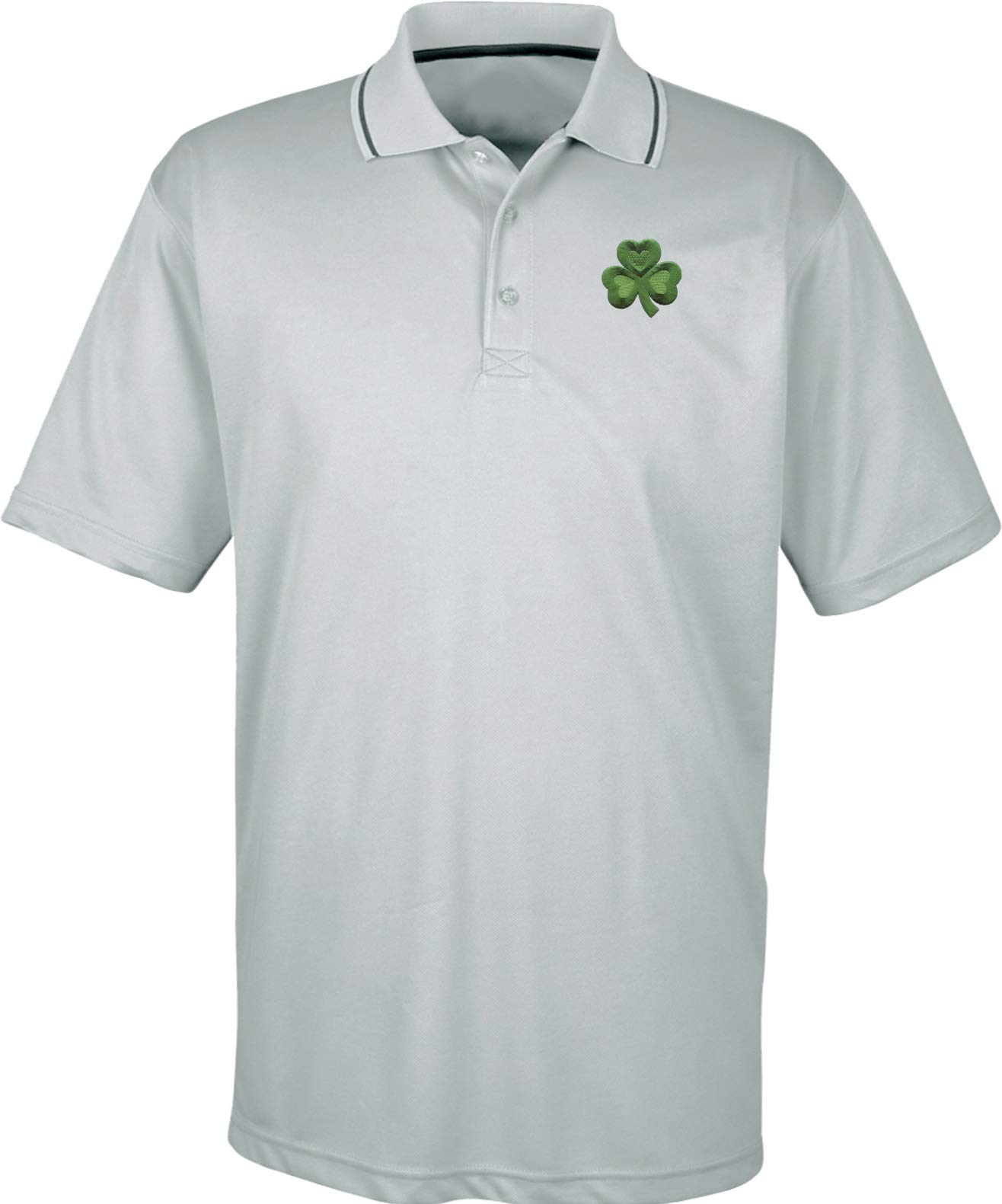 St. Patrick's Day Shamrock Print Two-Tone Polo Shirt for Men - Casual Green & White Pocket Tee for Irish Pub, Party & Festive Celebrations