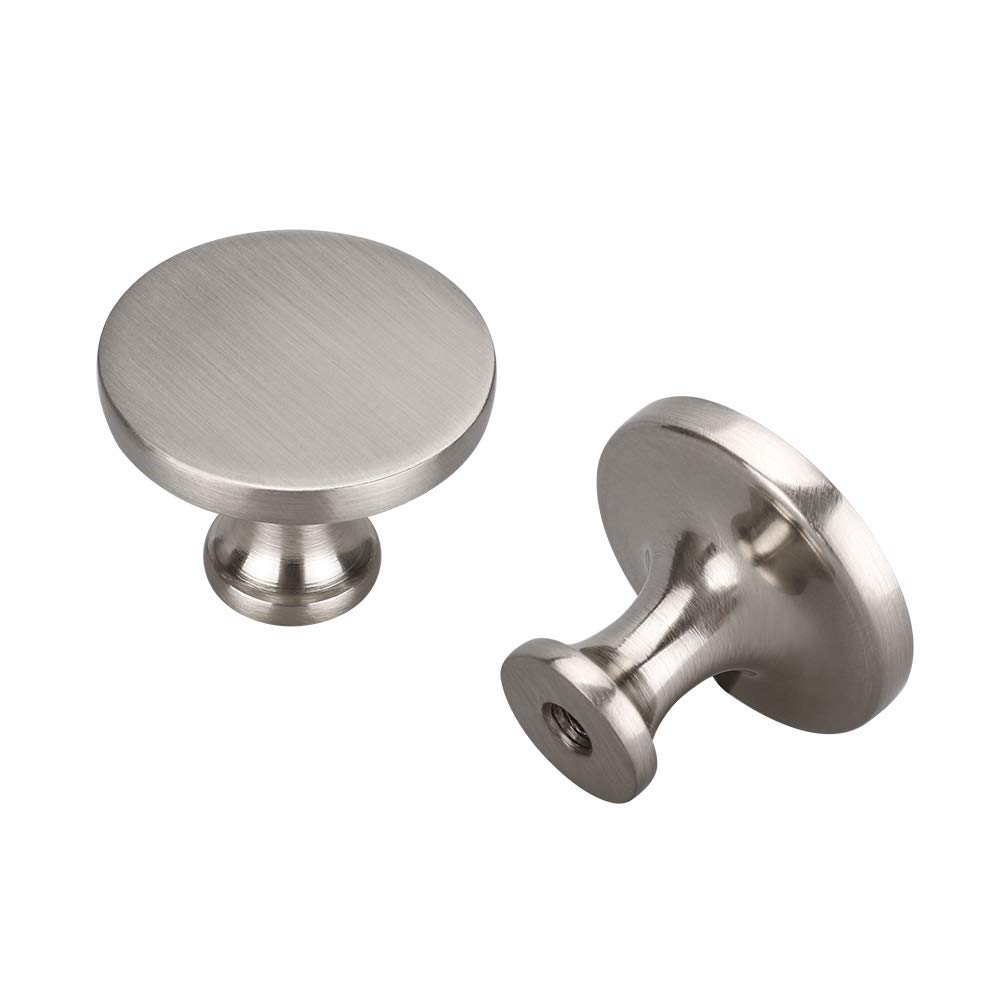 50 Pack Brushed Nickel Cabinet Knobs - Solid Round Drawer Pulls - Modern Kitchen & Bedroom Hardware for Dressers, Cupboards & Drawers - Perfect for Home Renovation & Furniture Upgrade