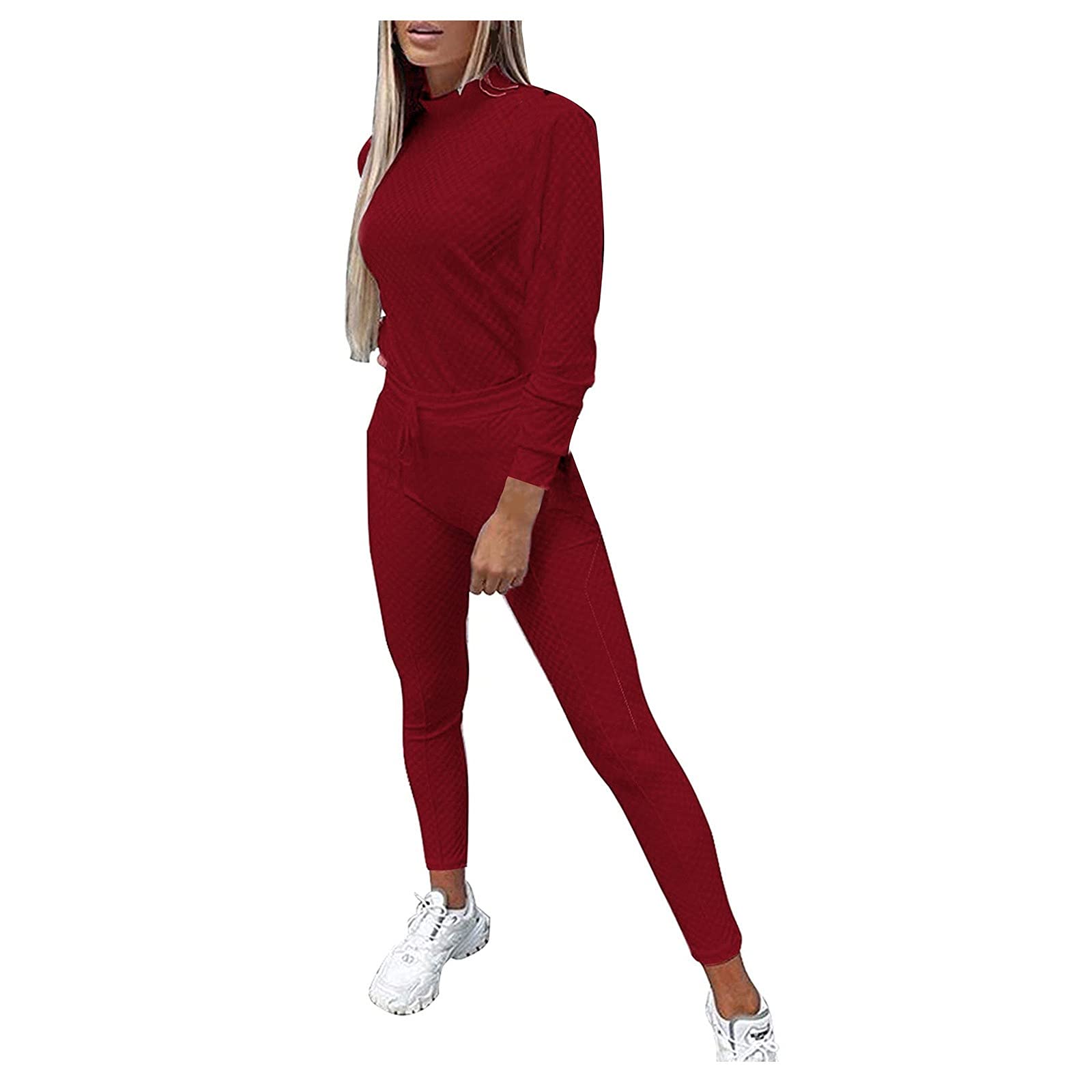 NSAHHAU Women's Casual 2-Piece Sweatsuit Set - Long Sleeve Pullover & Loose Jogger Pants | Comfortable Tracksuit for Lounge, Workout, and Running | Perfect for Home, Gym, and Outdoor Activities