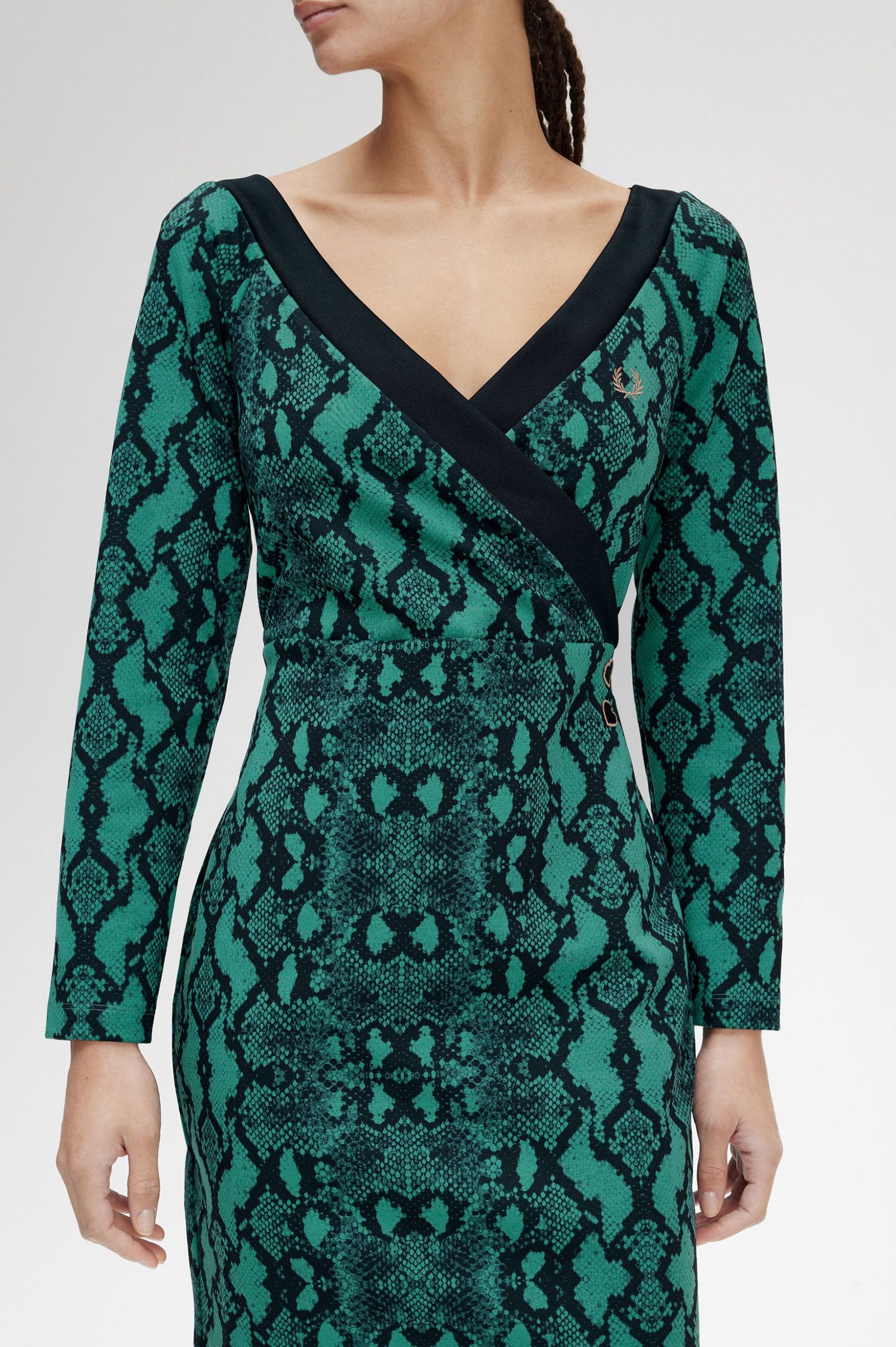 Amy Winehouse Deep Mint Off the Shoulder Snake Print Dress - Sexy Bodycon Dress for Night Out, Club Party, Concert and Special Occasions