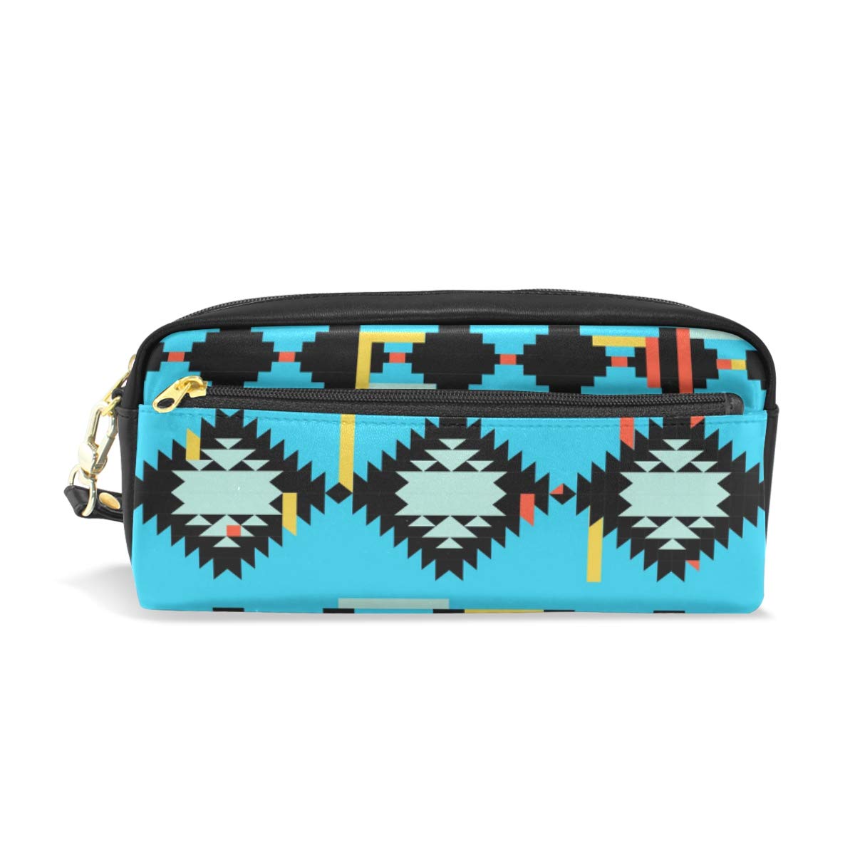 Native American Style PU Leather Pencil Case - Large Capacity School Pen Organizer, Stationery Pouch & Cosmetic Bag for Students, Office & Travel