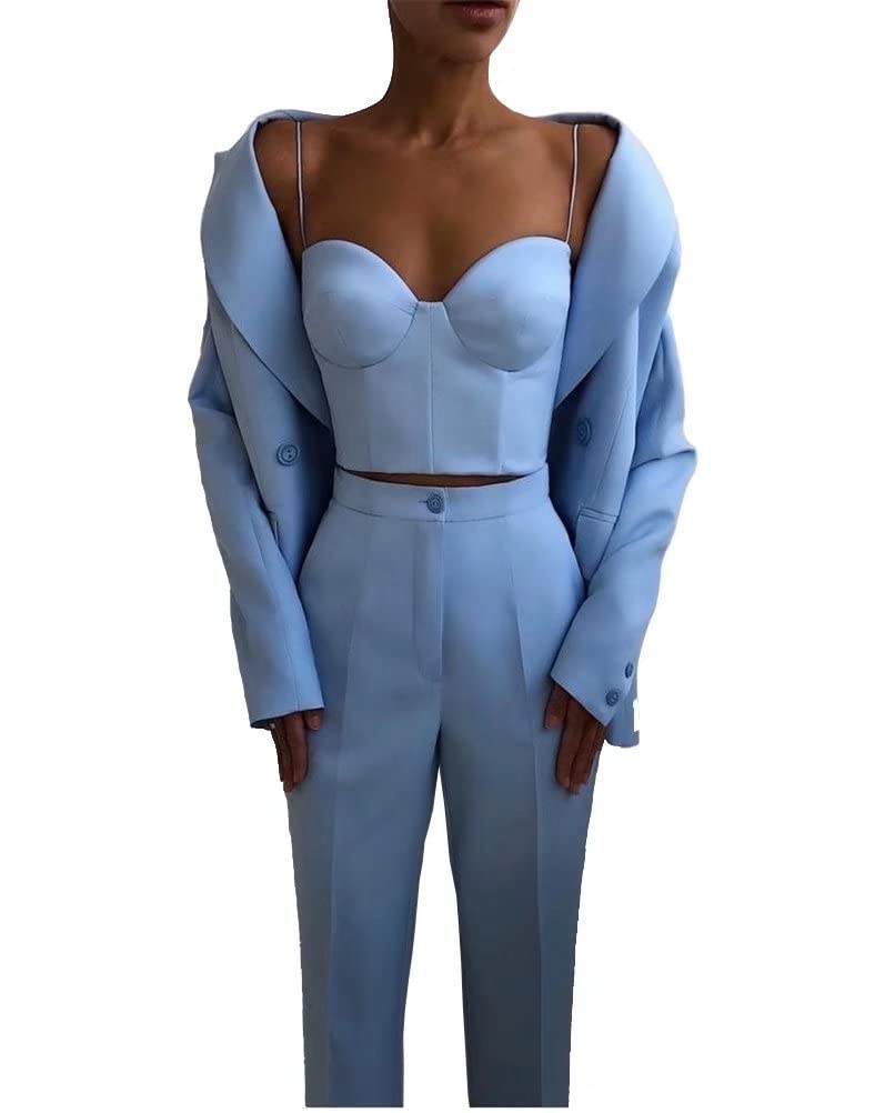 3-Piece Women's Suits Set - Peaked Lapel Double Breasted Blazer, Corset & Pants for Office, Business, Wedding & Formal Events | Professional & Casual Outfits for Women