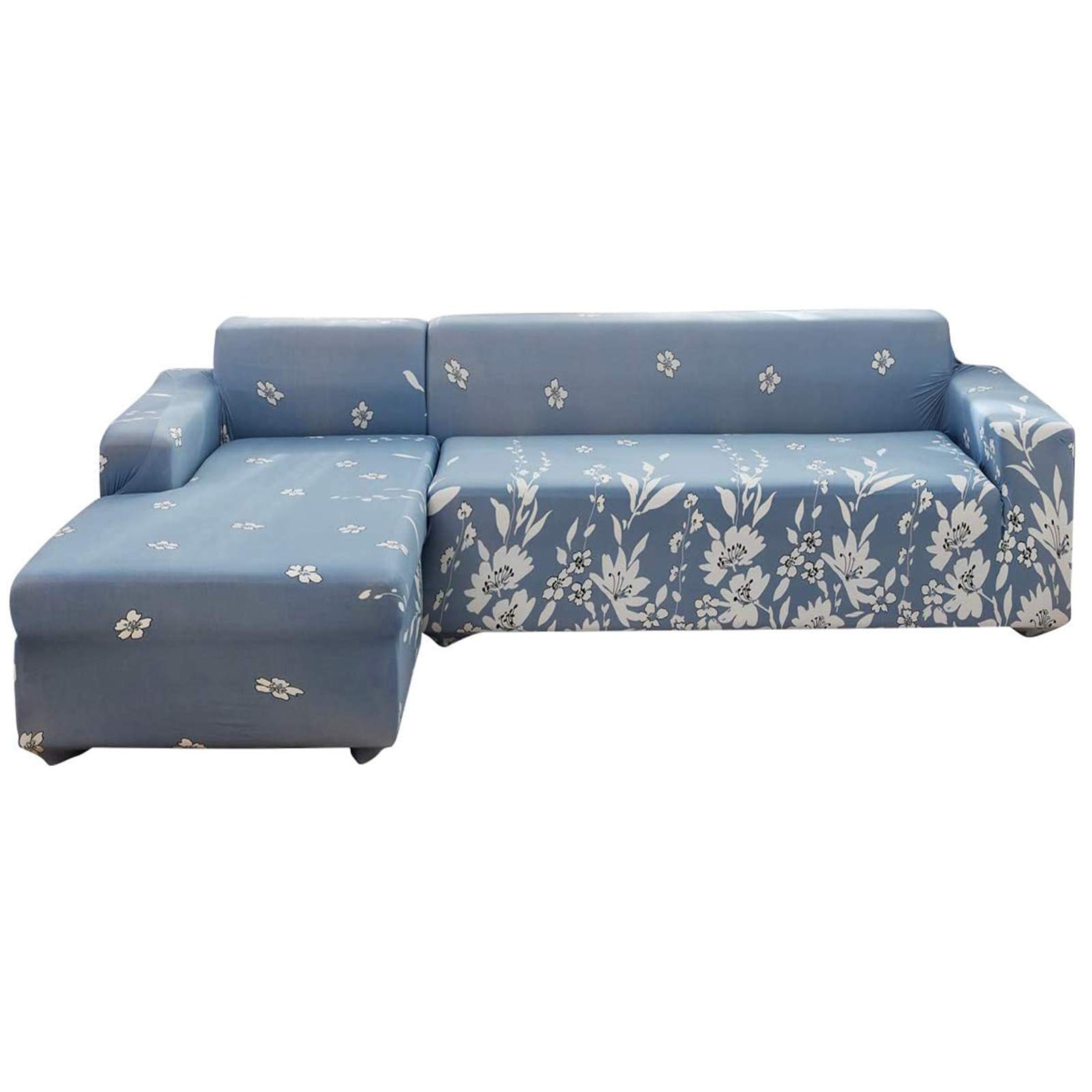 Stretchable L-Shaped Sofa Slipcover - Spandex Sectional Couch Cover for 3+3 Seater (2-Piece Set) | Furniture Protector for Pets & Kids | Perfect for Living Room, Family Room & Home Theater