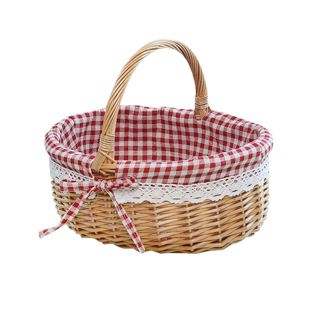 Cabilock Woven Rattan Storage Basket with Handle - Home & Kitchen Organizer for Desktop, Cosmetics, Flowers