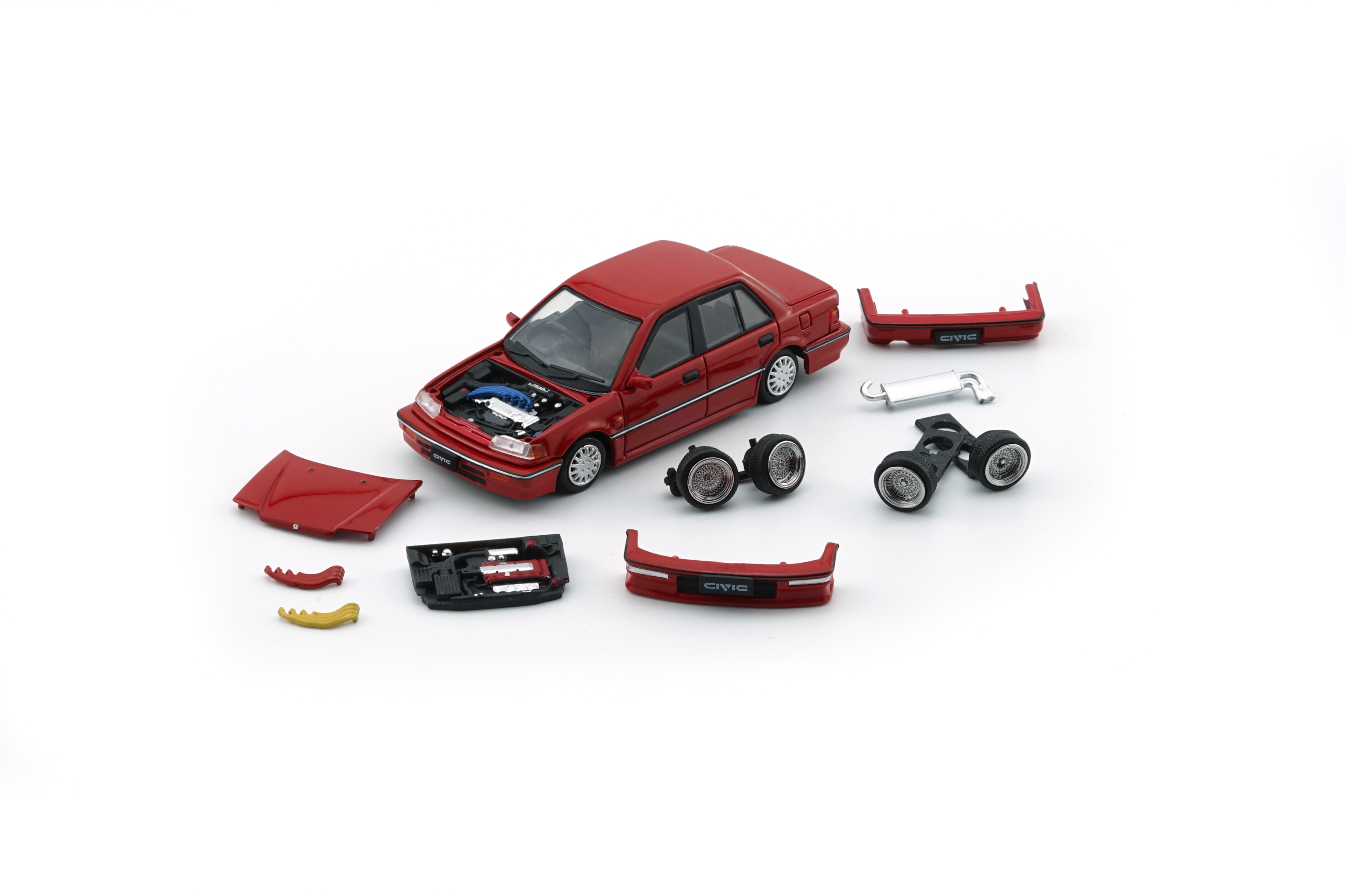 BM Creations 1:64 Scale Diecast Honda Civic EF2 RHD Edition - Red Collectible Model Car for Display, Gifts & Racing Enthusiasts