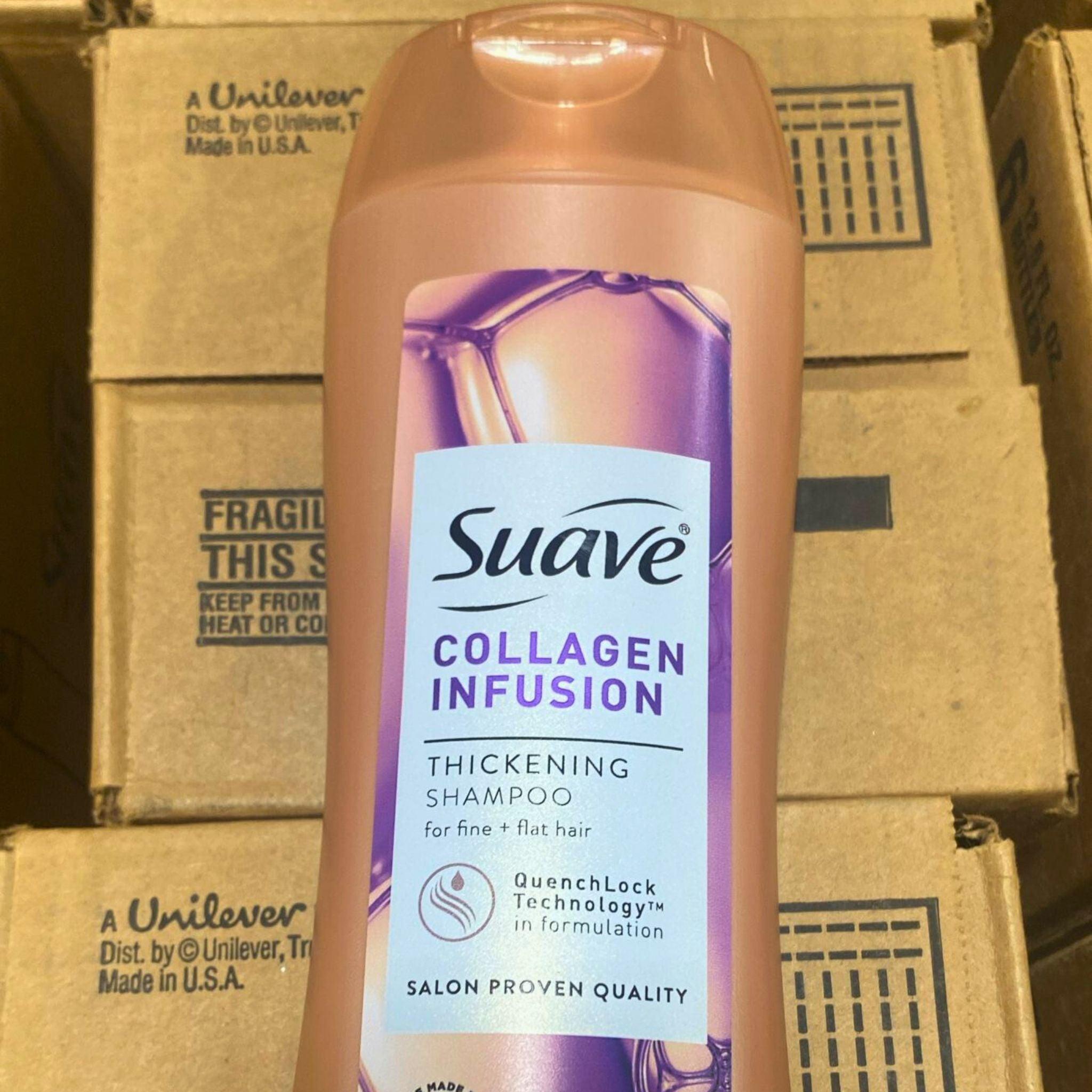 Suave Collagen Infusion Thickening Shampoo for Fine Hair - 12.6 oz (48 Pack Bulk) - Volumizing & Strengthening Hair Care for Daily Use at Home or Salon