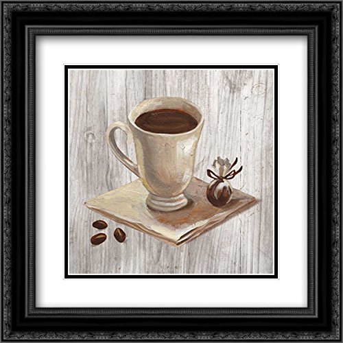 Silvia Vassileva 'Coffee Time IV' 15x15 Black Ornate Framed Double Matted Museum Art Print on Wood - Perfect for Living Room, Bedroom & Office Decor