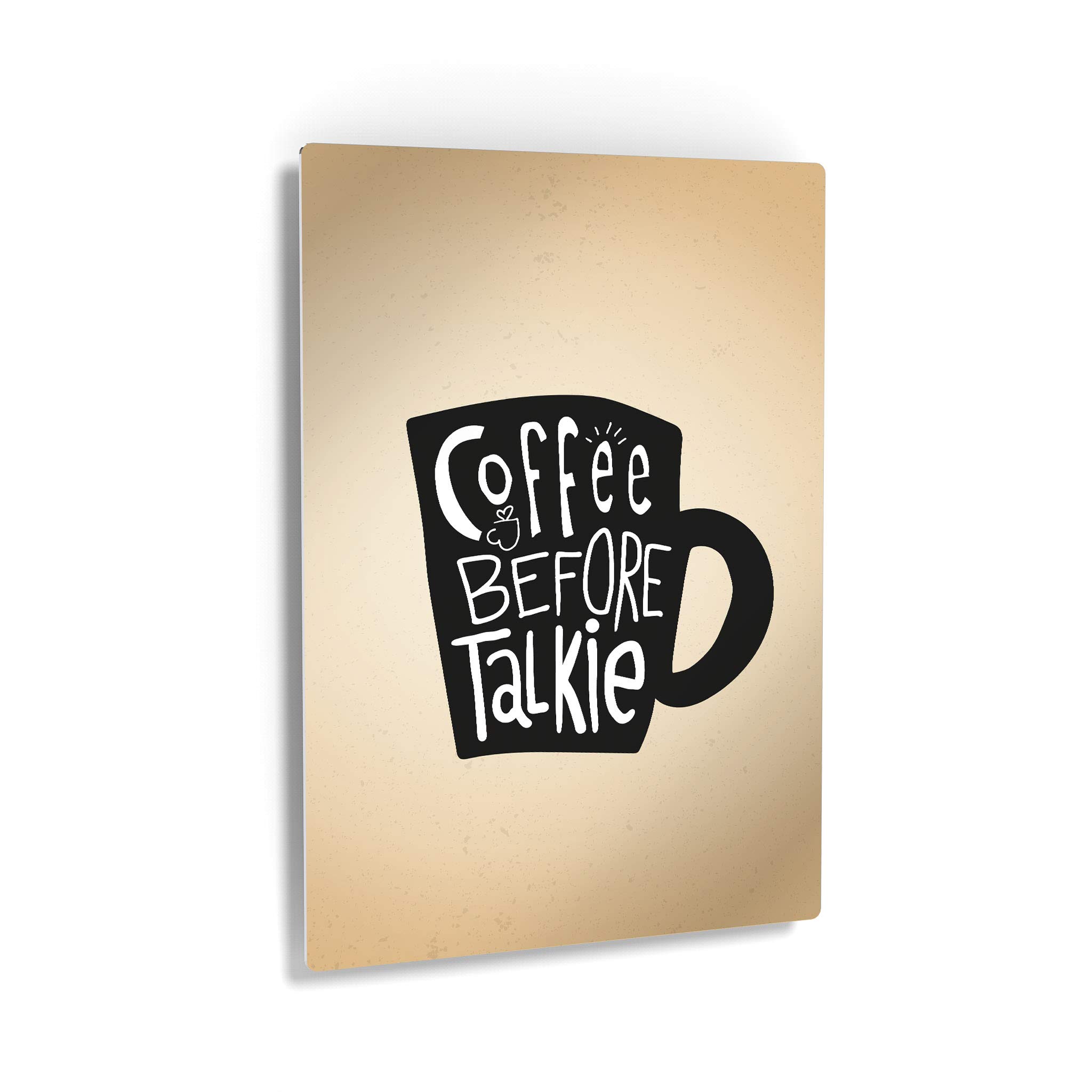 Smile Art Design 'Coffee Before Talkie' Lettering Black Mug & Metal Wall Art Print - Inspirational Coffee Sign for Kitchen Decor, Farmhouse, Restaurant, Office, Coffee Shop - Perfect Gift for Coffee Lovers (30x20)
