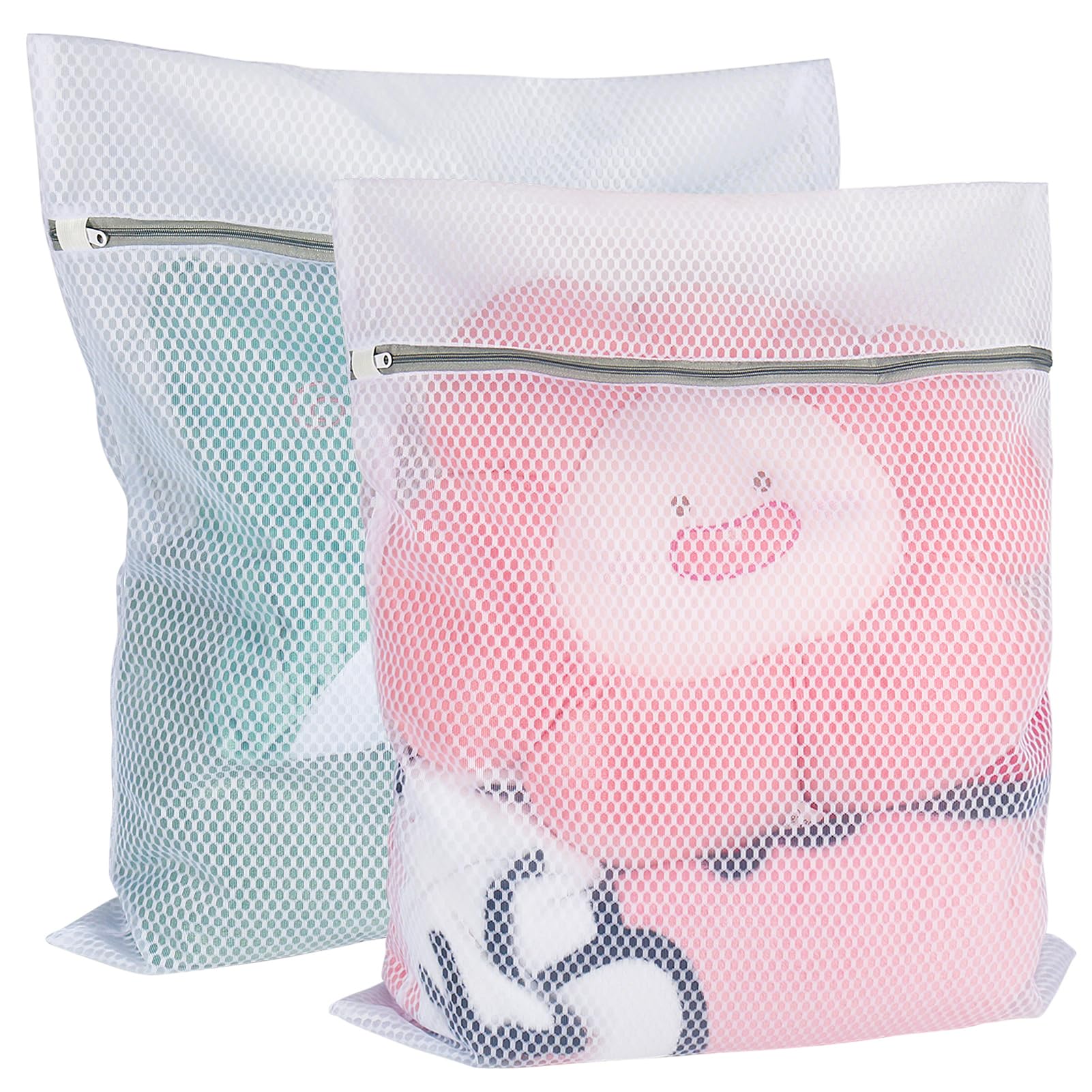 Vivifying Large Mesh Laundry Bags 2 Pack - Honeycomb Washing Machine Bags for Delicates, Sweaters, Coats, Stuffed Toys & Blankets - Breathable White Garment Protector for Gentle Cycle - Perfect for Travel, College Dorms & Baby Clothes