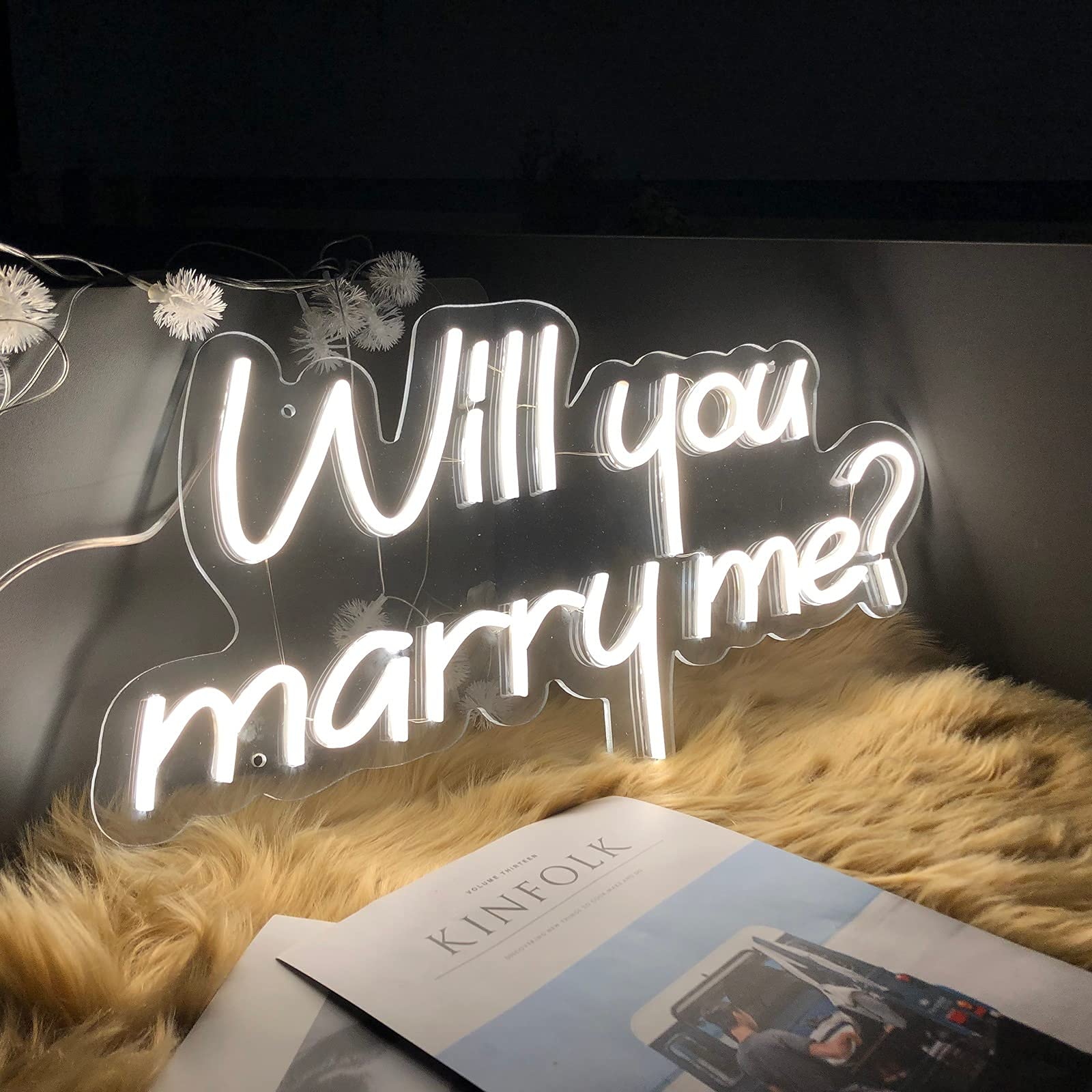 Will You Marry Me LED Neon Sign - Large Custom Wedding Decoration Light for Bachelorette Party, Engagement, Birthday & Bar Decor - Perfect for Wall Hanging in Home, Club or Pub Celebrations
