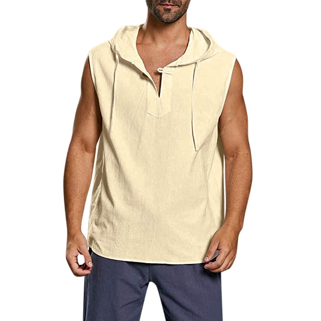 VEKDONE Men's Casual Hooded Tank Top - Breathable Sleeveless Muscle Shirt for Gym, Workout & Fitness | Comfortable Summer Activewear for Running, Training & Outdoor Sports