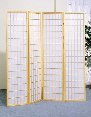 4 Panel Square Room Divider - Natural Wood Folding Screen for Home & Office - Perfect for Privacy, Space Division, and Home Decor