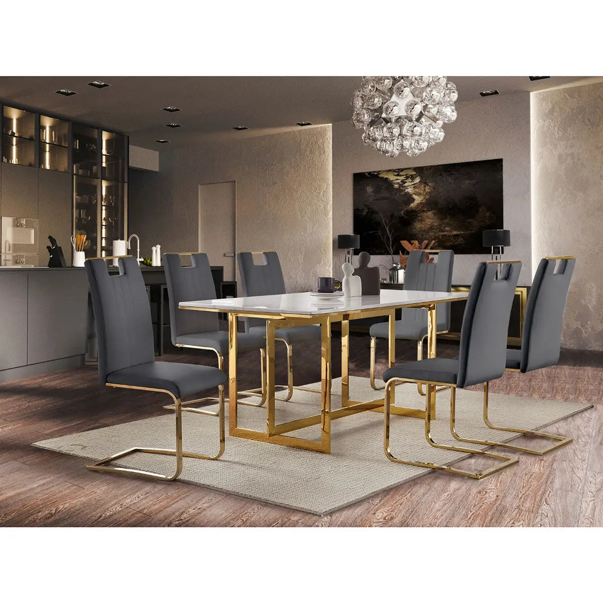 Althea 7-Piece Modern Dining Room Set with Table and Chairs - Perfect for Small Spaces, Family Meals & Entertaining Guests