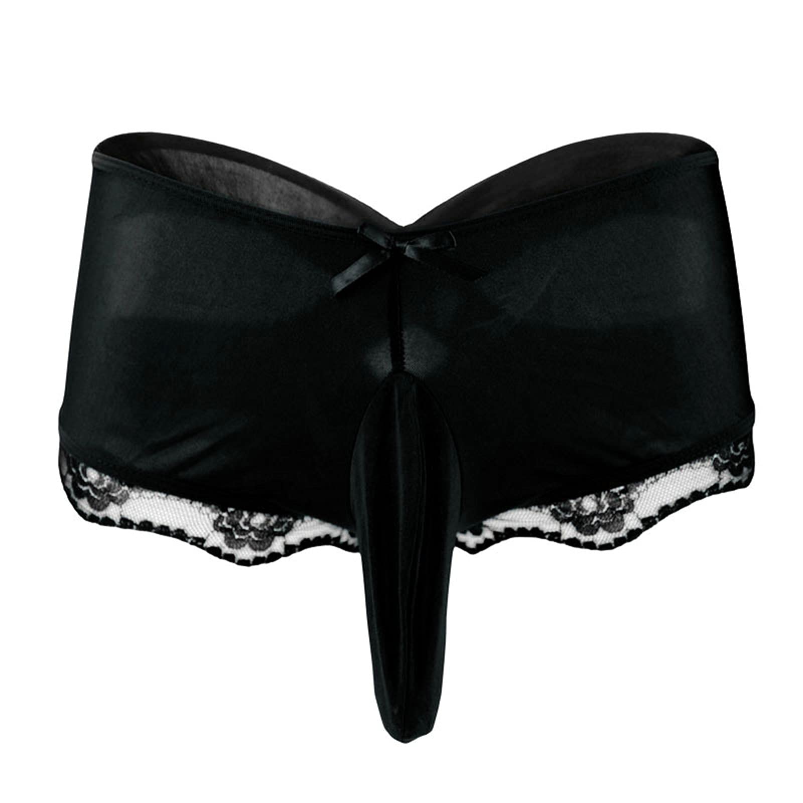 MEOILCE Men's Sexy Lace Boxer Briefs - Slippery Cross Back Design for Naughty Play & Romantic Nights - Perfect for Valentine's Gifts, Role Play, and Intimate Moments