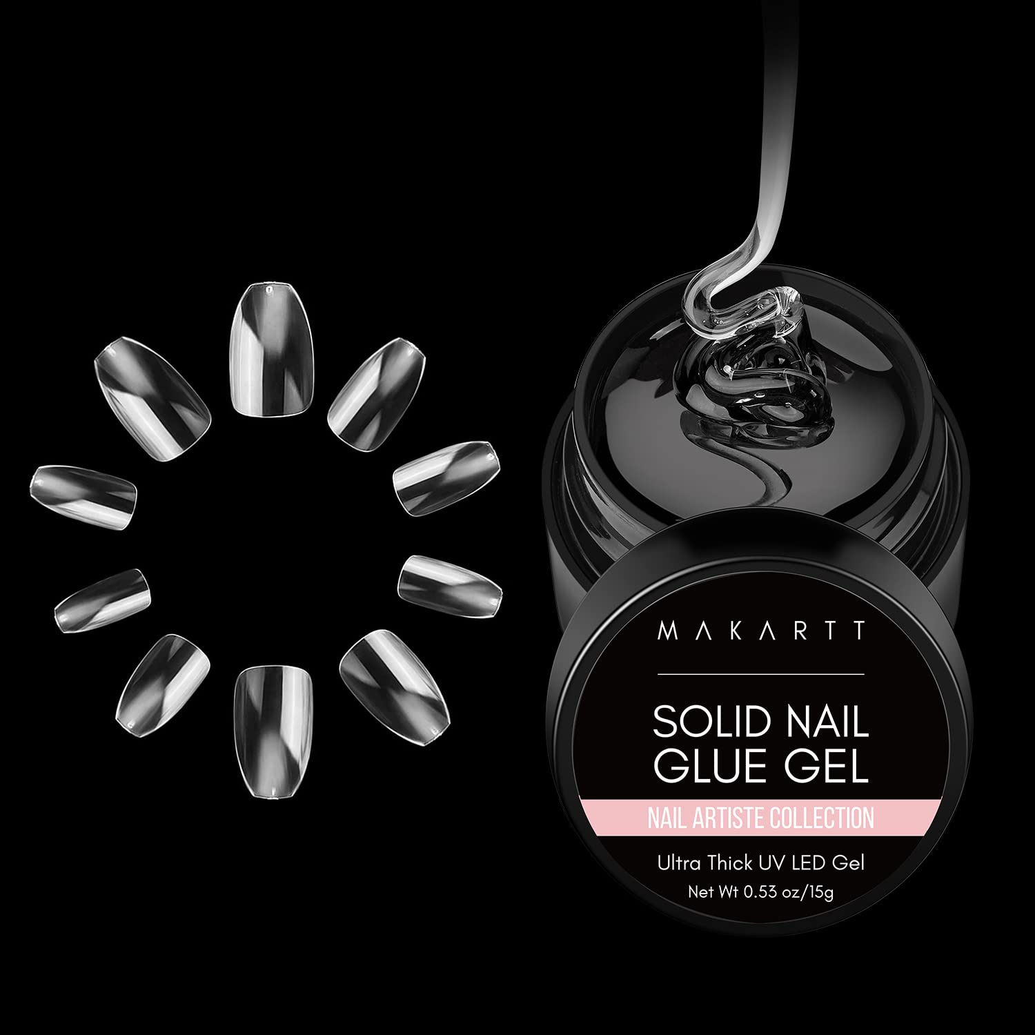 Makartt 500pcs Short Coffin Press On Nails - Full Cover Fake Nails, Ballerina Style, UV Gel Cured Acrylic Nail Tips with Glue (Perfect for Salon Quality Manicures at Home, Parties & Special Occasions)