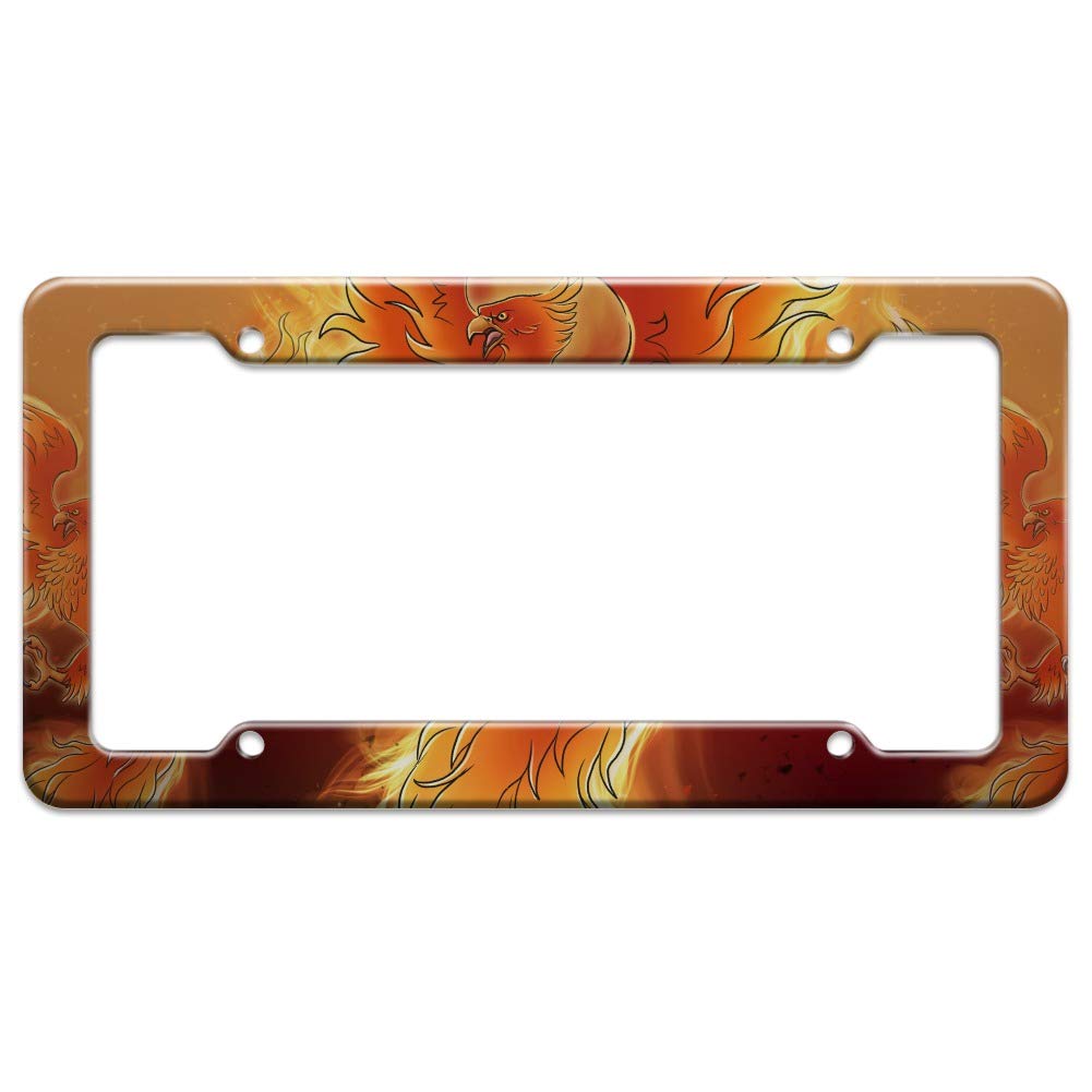 Phoenix Rising from The Flames License Plate Frame - Durable Metal Car Tag Holder - Perfect for Cars, Trucks & Motorcycles - Show Your Unique Style on the Road