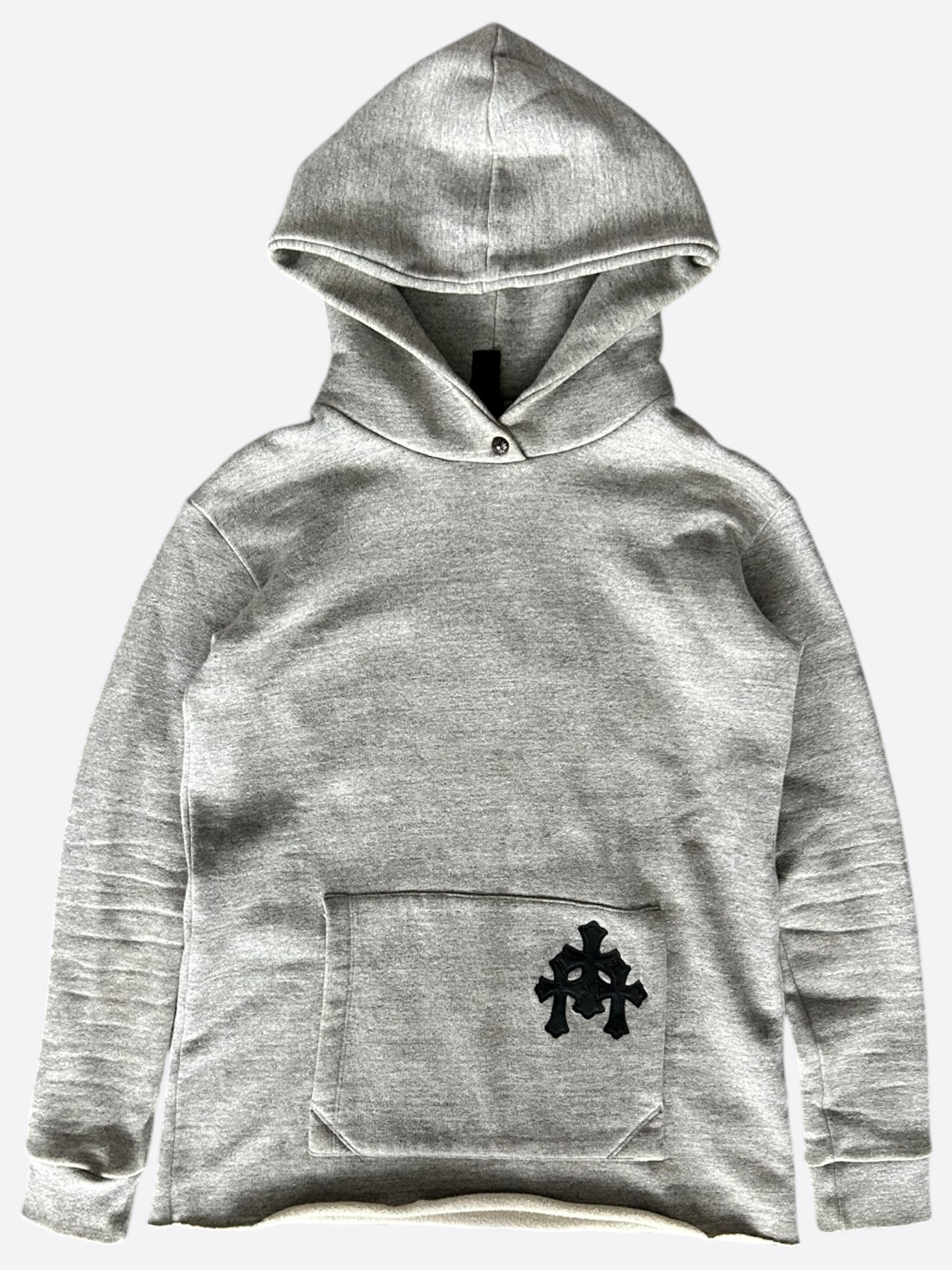 Chrome Hearts Grey & Black Triple Cross Patch Hoodie - Stylish Streetwear for Men & Women | Perfect for Casual Outfits, Urban Fashion, and Everyday Wear