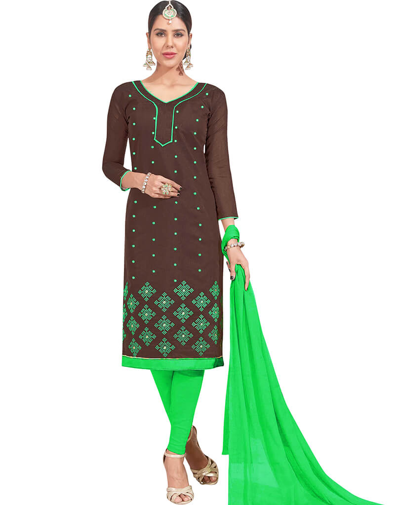 Elegant Brown Chanderi Chudidar Salwar Suits for Women | Traditional Indian Ethnic Wear | Perfect for Weddings, Festivals & Special Occasions