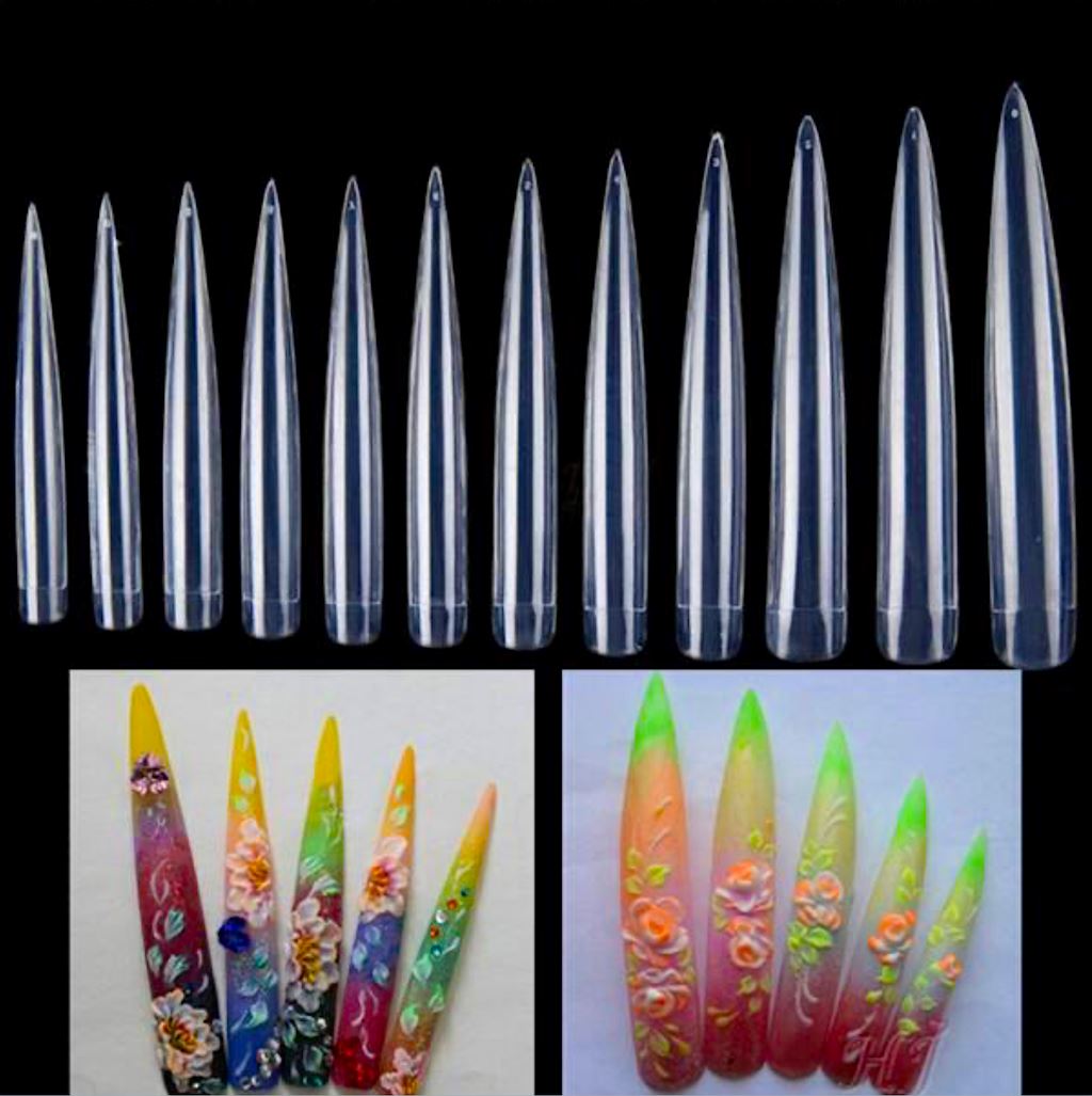 Extra Long Stiletto Nail Tips - 10pcs Acrylic False Nails for Halloween, Cosplay & Special Events - Glamorous Pointed Fake Nails for Women