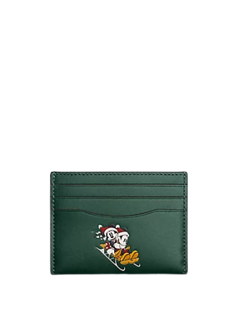 Coach Disney X Coach Slim ID Card Case with Winter Motif - Stylish Wallet for Women & Men - Perfect for Travel, Work, and Everyday Use