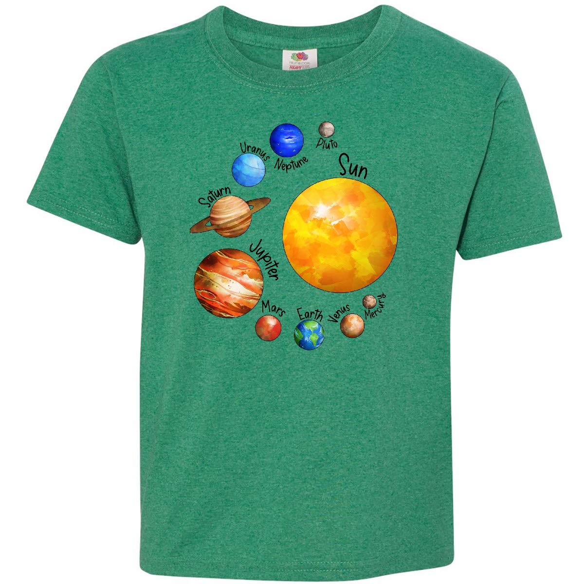 Inktastic Sun and Planets - Yes, and Pluto Youth T-Shirt | Space-Themed Kids T-Shirt for Boys & Girls | Perfect for School, Astronomy Events & Space Enthusiasts
