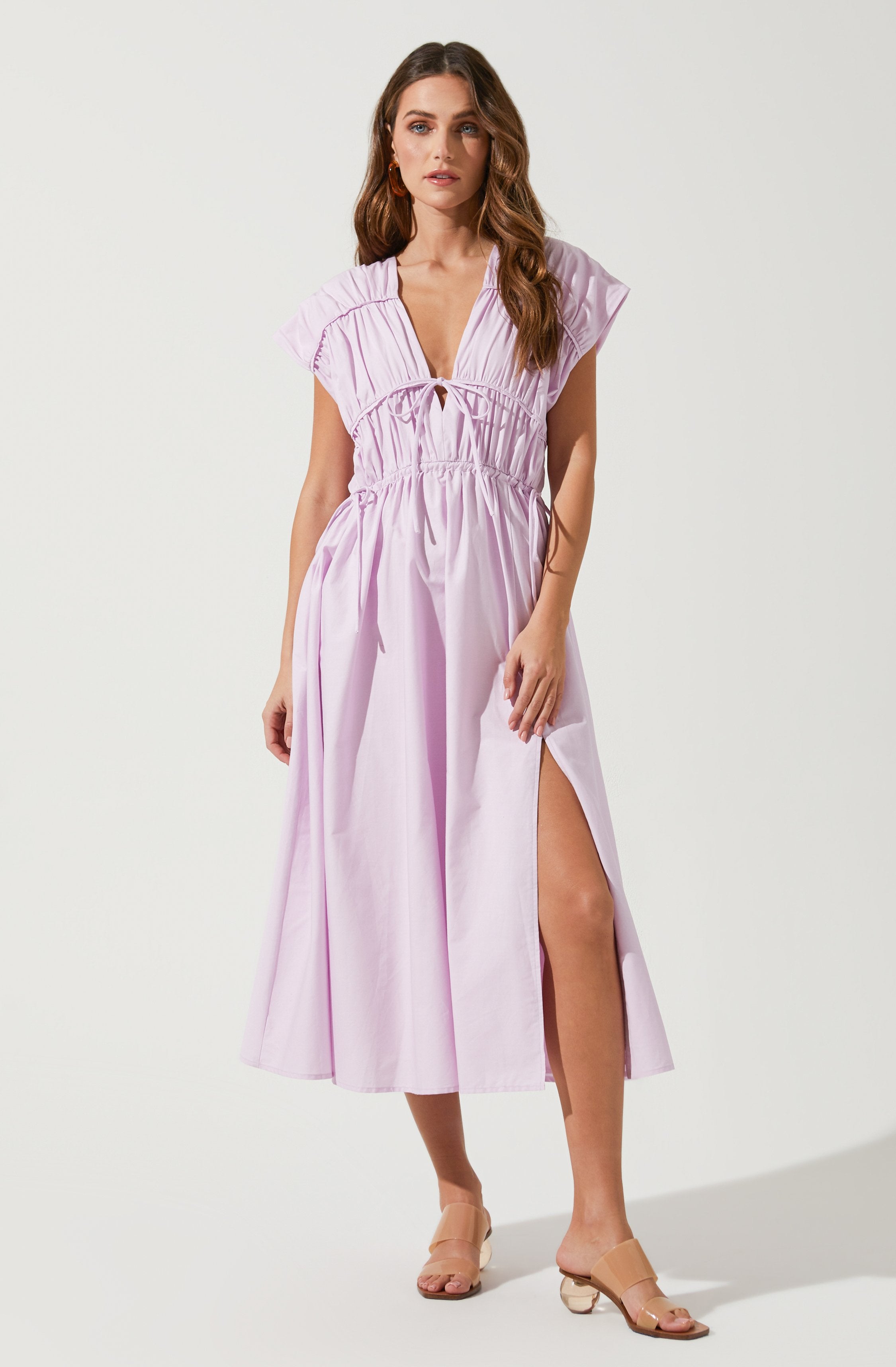 Lorrie Sleeveless Ruched Midi Dress for Women - Elegant Bodycon Party Dress for Cocktail, Wedding Guest & Special Occasions