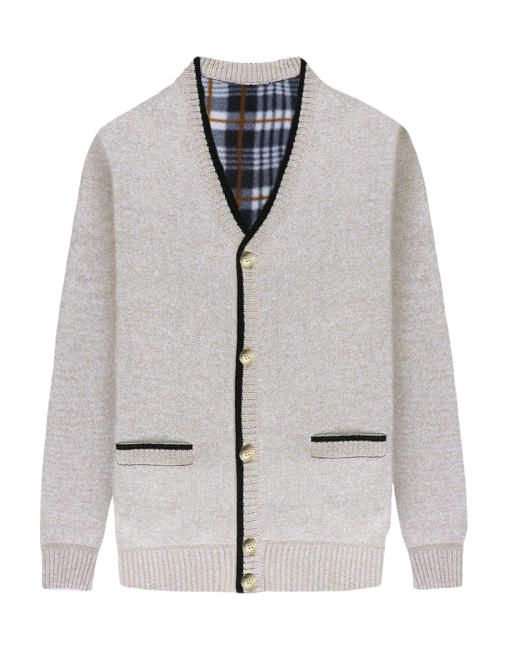 Yeokou Men's Slim Fit Shawl Collar Cardigan - Button Front Cable Knit Sweater with Pockets | Casual Office Wear & Winter Layering Essential (Black)