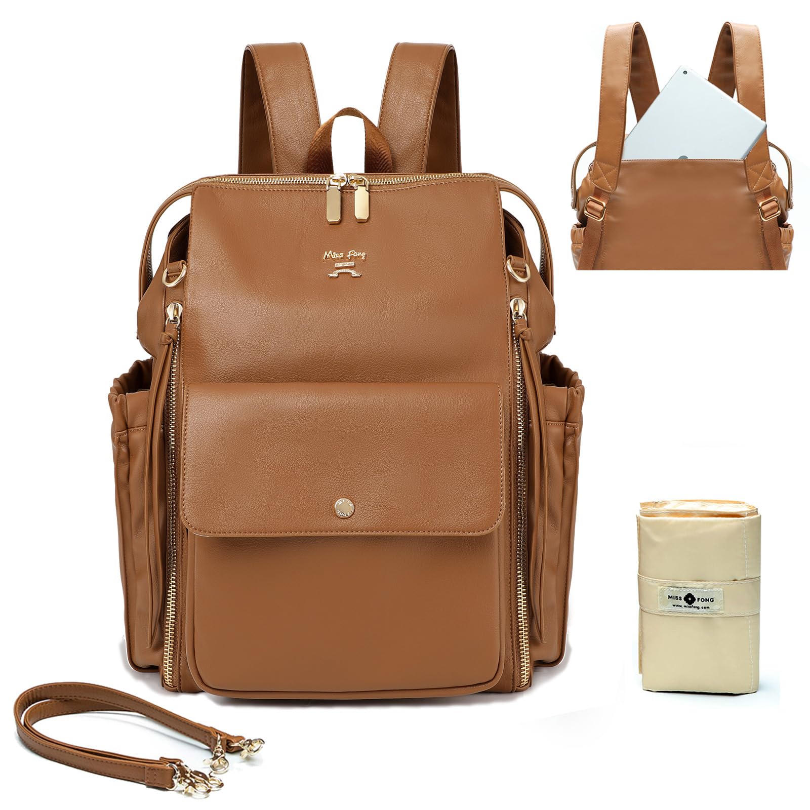 Miss Fong Diaper Bag Backpack - Large Baby Bag with Built-in Organizer Pockets | Perfect for New Moms, Travel & Daycare Essentials