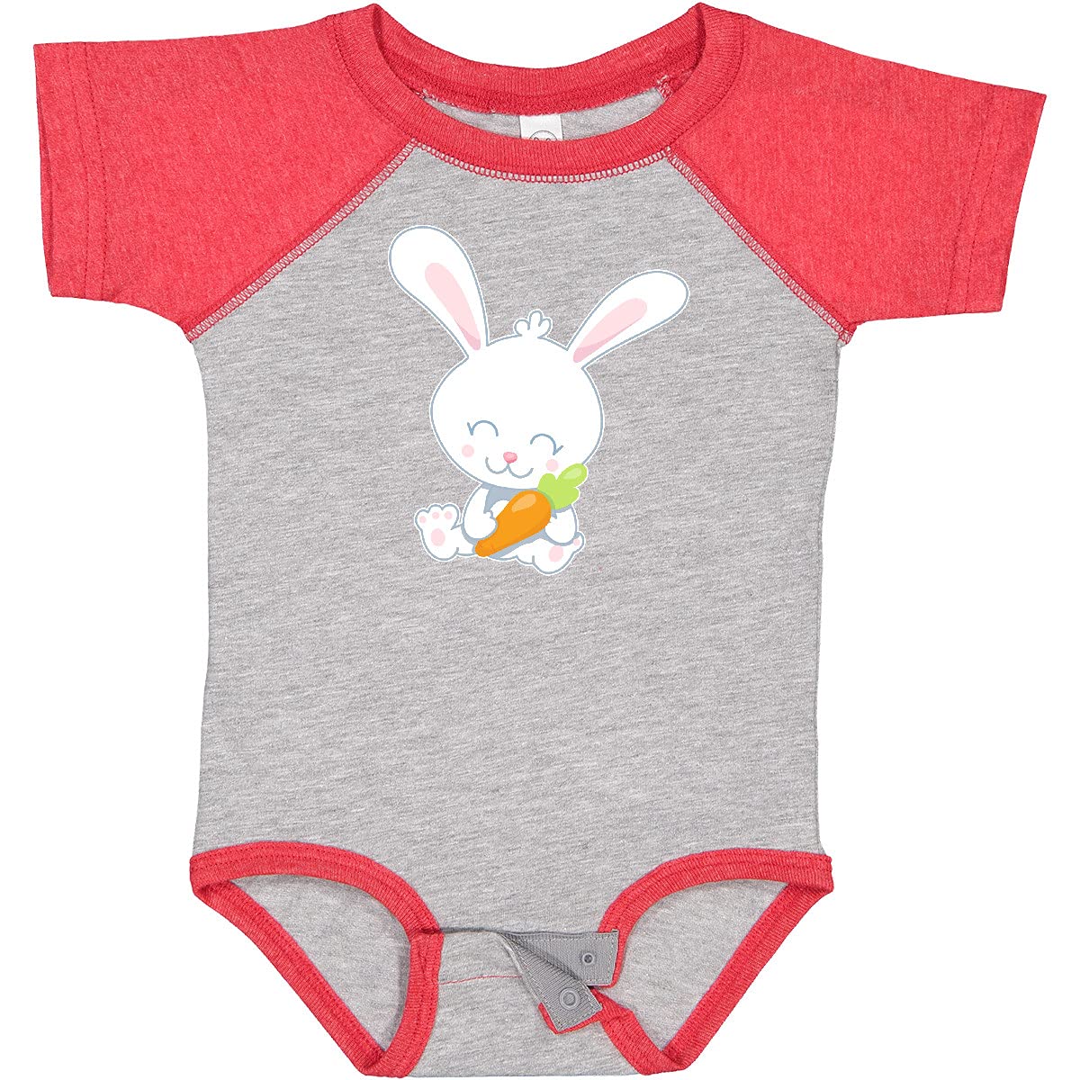 Inktastic Cute Easter Bunny Holding Carrot Baby Bodysuit - Soft Cotton Infant Onesie for Easter Photos, Holiday Outfits & Spring Celebrations