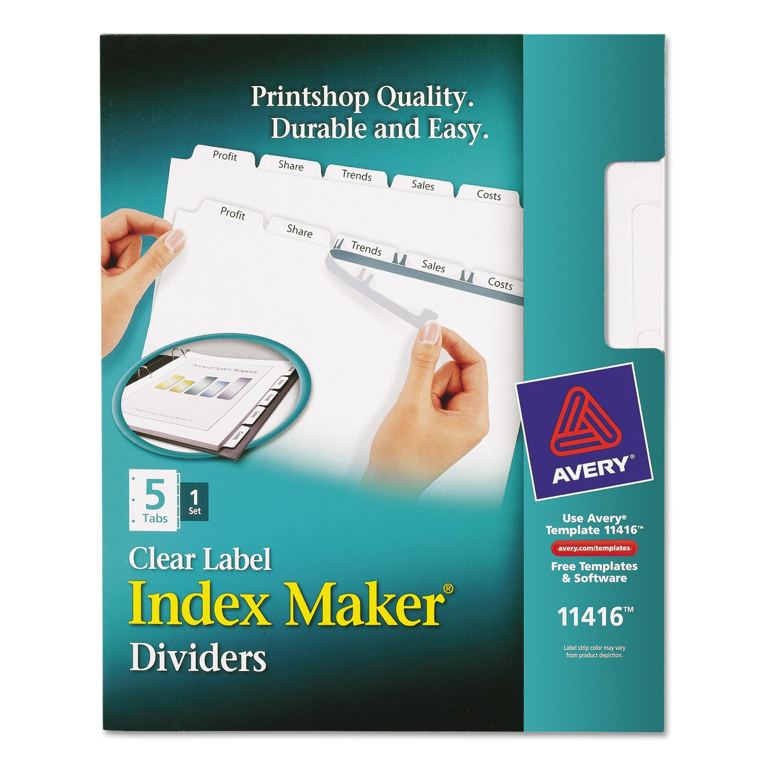Avery Clear Label Punched Dividers - 5-Tab Letter Size White Index Maker Set - Disappearing Clear Labels for Professional Printing - Laser & Inkjet Compatible - Perfect for Office Binders, School Projects, and Document Organization