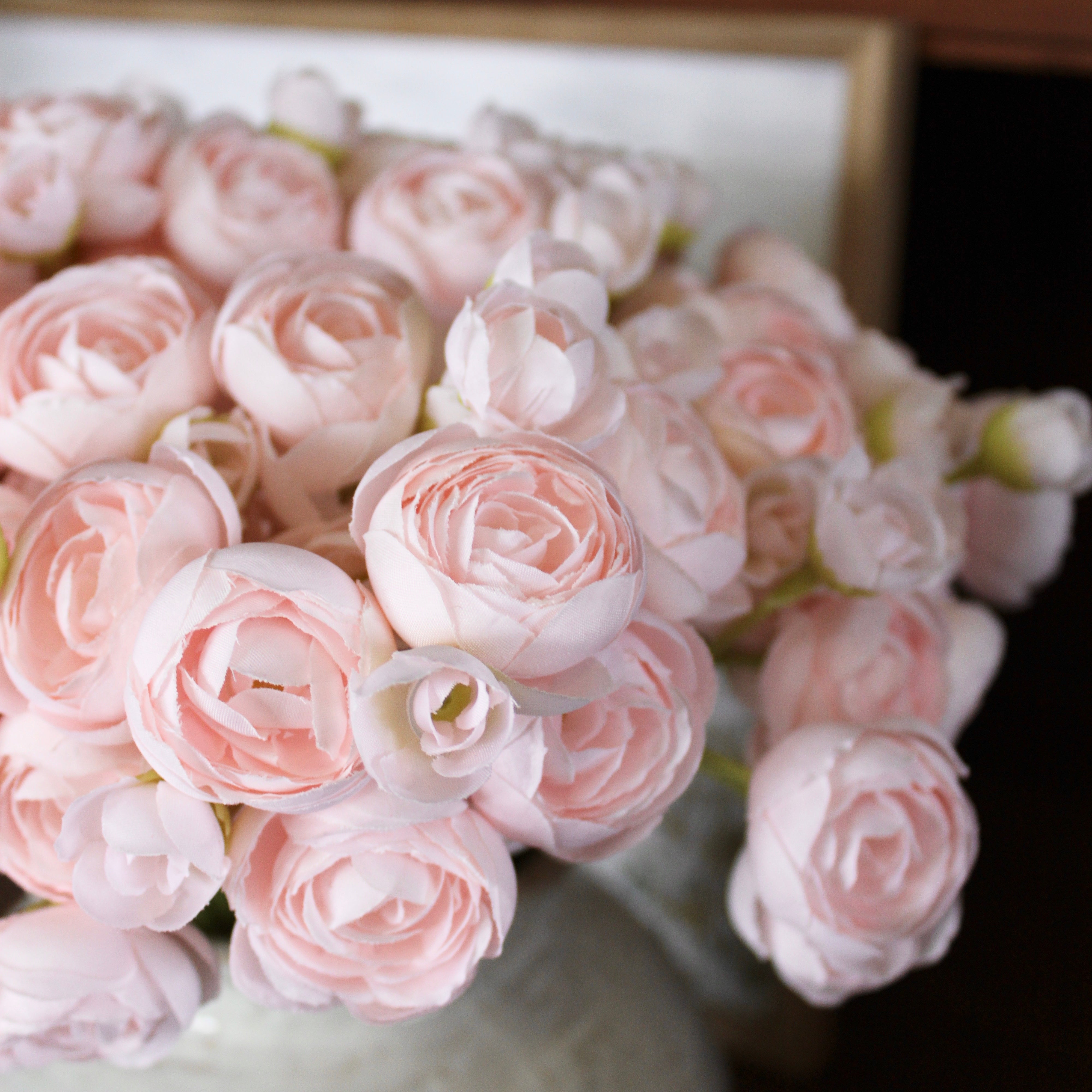 Premium Blush Ranunculus Flower Bouquet - Fresh Cut Artificial Silk Flowers for Wedding, Home Decor & Party Arrangements