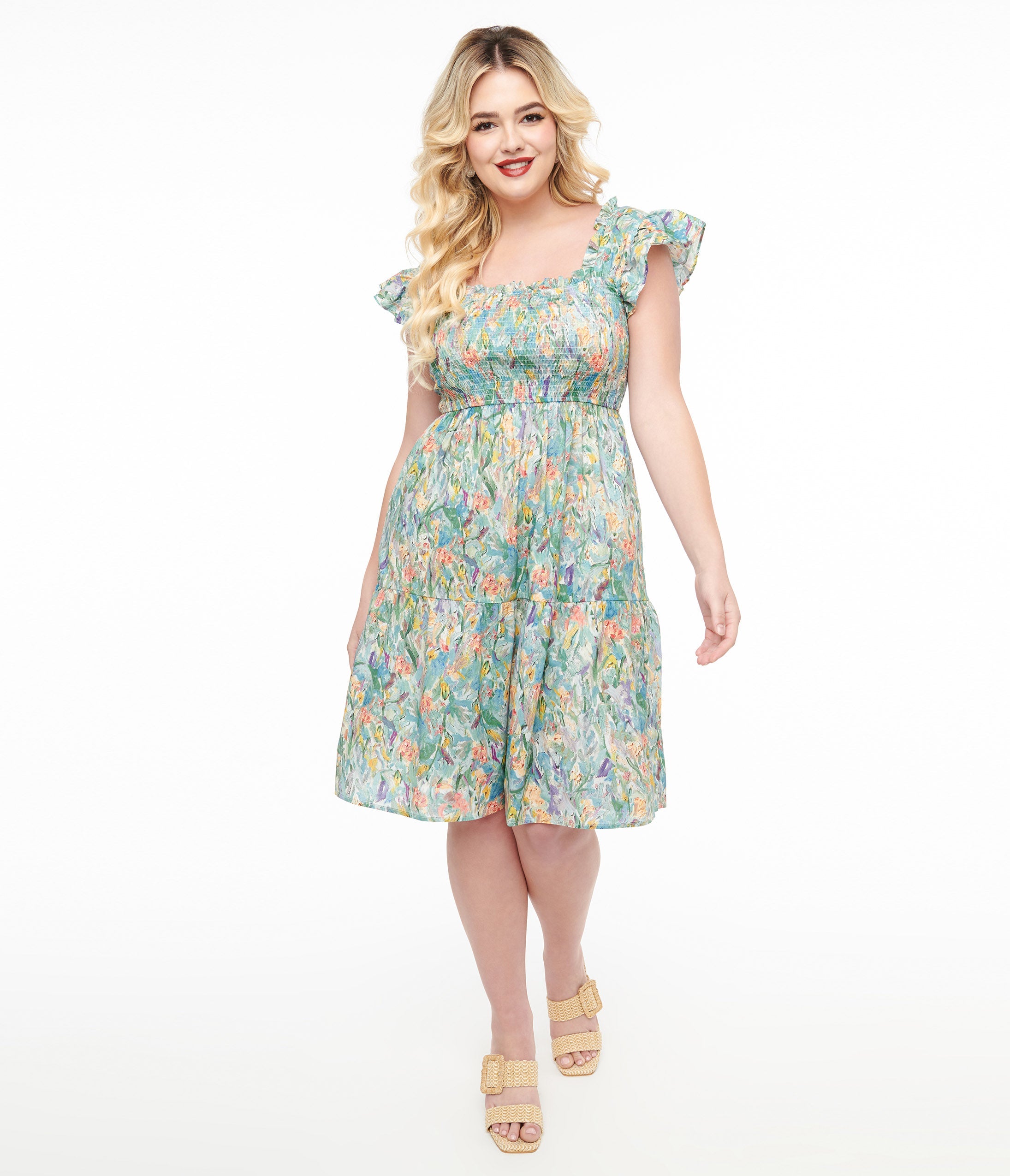 Stylish Multicolor Floral Print Cotton Flare Dress for Women - Perfect for Summer Outfits, Beach Vacations & Boho Fashion
