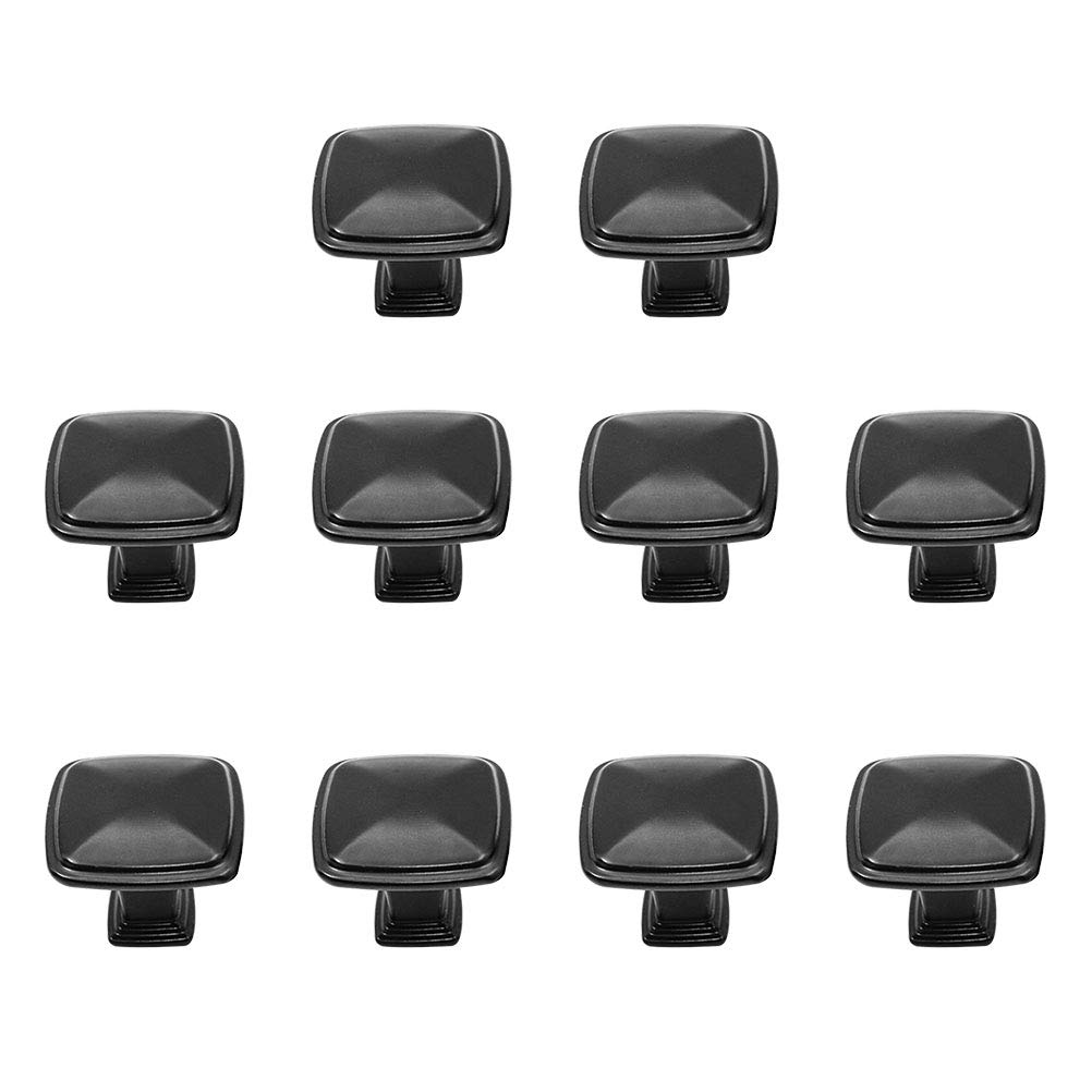 Yardwe 10-Pack Black Square Cabinet Knobs - Vintage Drawer Handles with Screws for Kitchen Cabinets, Dressers & Furniture | Perfect for Home Renovation & DIY Projects