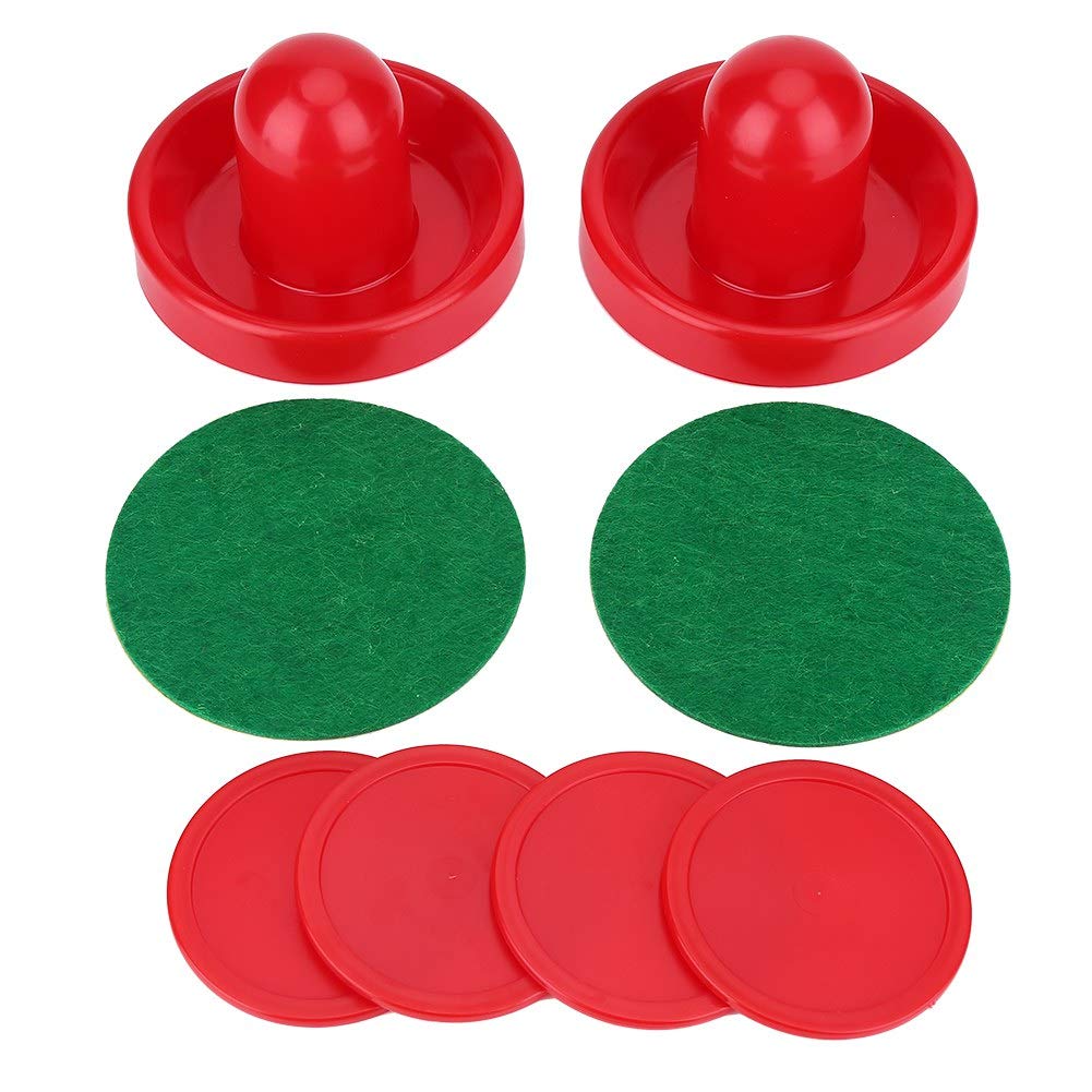 VBESTLIFE 2-Pack Plastic Air Hockey Pushers with 4 Pucks & 2 Green Replacement Pads - Perfect for Family Game Nights, Arcade Tables, and Indoor Hockey Fun