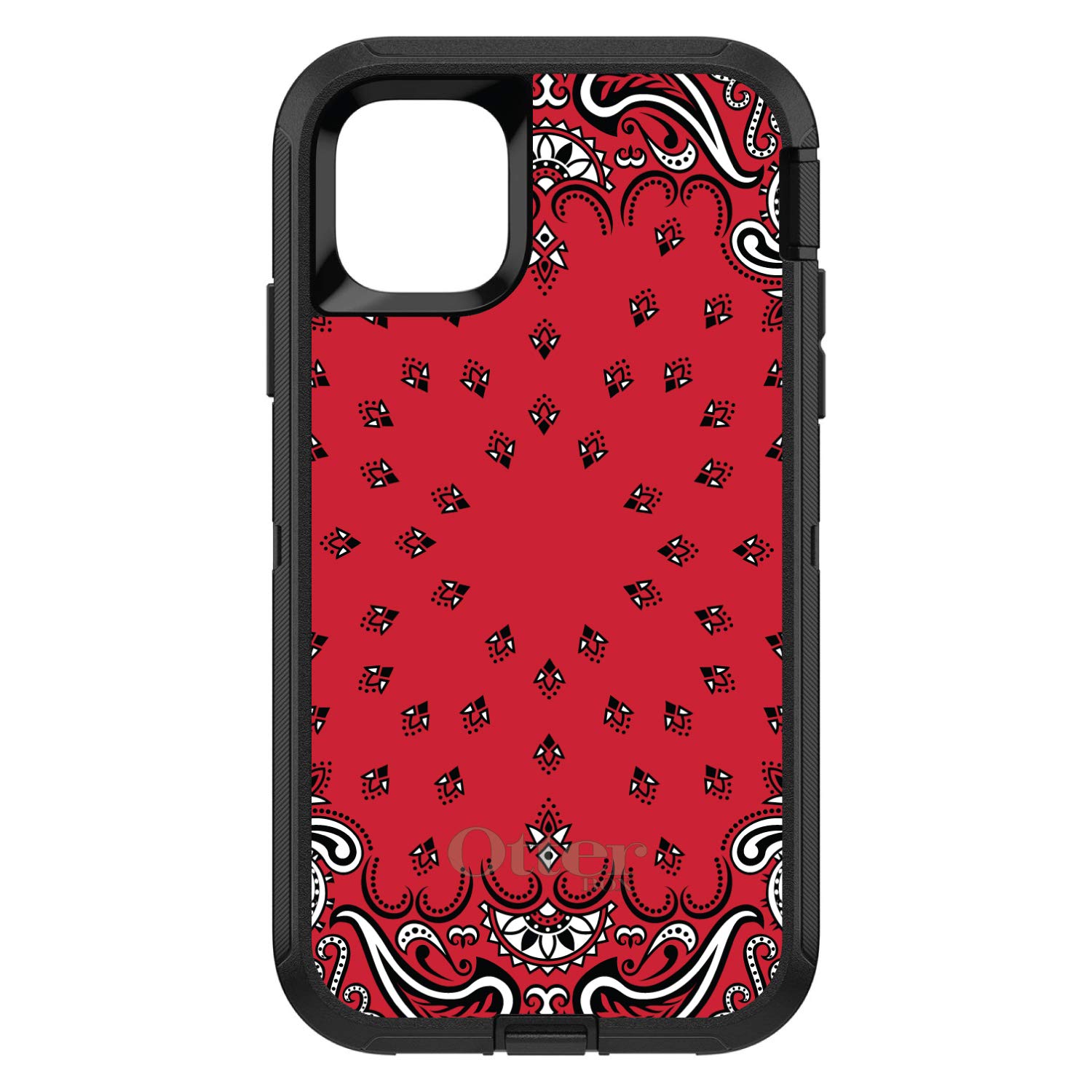 DistinctInk iPhone 11 Pro MAX Case (6.5 Inch) - Durable Protective Phone Cover with Bandana Print in Red, Black & White - Shockproof Replacement for OtterBox Defender - Perfect for Outdoor Activities, Travel & Daily Use