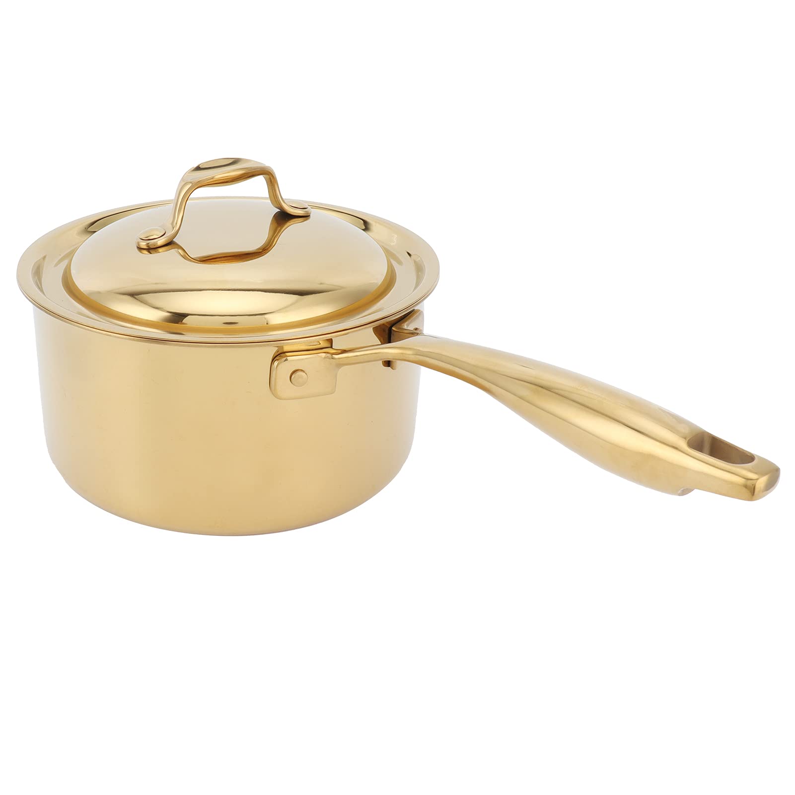 2.4L Stainless Steel Milk Pot with Single Handle - Thickened Induction Cooker & Electric Stove Compatible (Gold) - Perfect for Making Milk, Soup, Oatmeal & Hot Chocolate at Home
