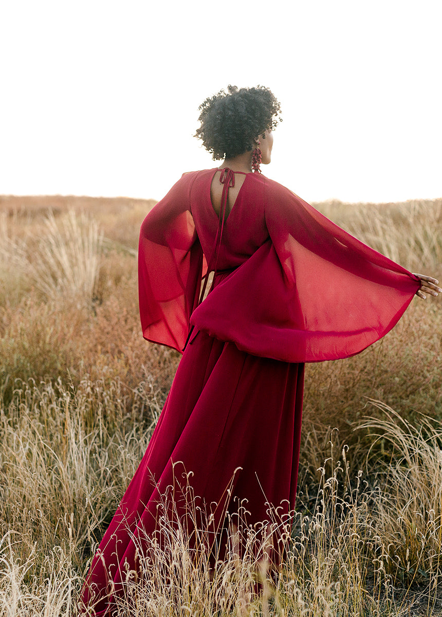 Stylish Nerina Burgundy Dress for Women | Elegant A-Line Midi Dress | Perfect for Parties, Weddings & Date Nights
