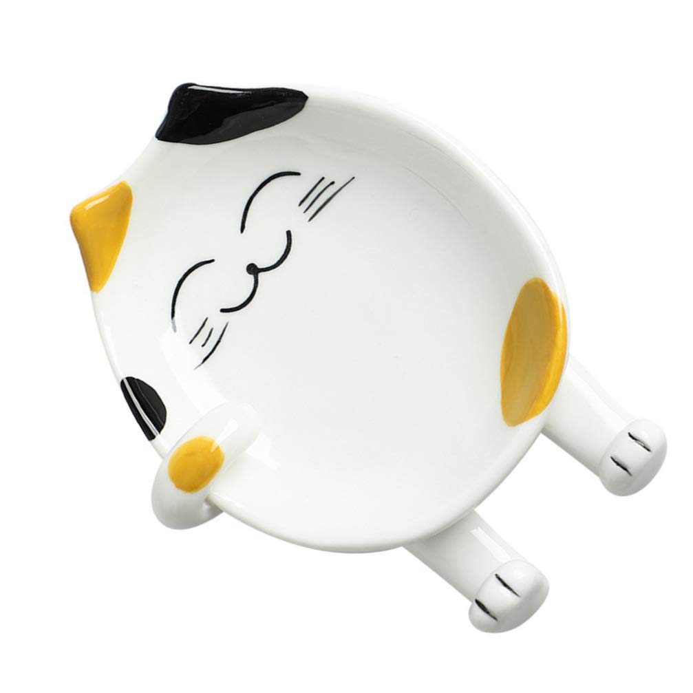Hemoton Cute Animal Ceramic Spoon Holder - Lucky Porcelain Utensil Rest for Chopsticks, Kitchen Decor, Christmas Gift, Perfect for Dining Table & Countertop Organization (Yellow)